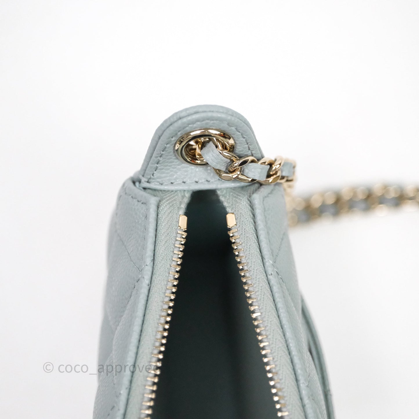 Chanel Clutch on Chain Tiffany Green Caviar Gold Hardware