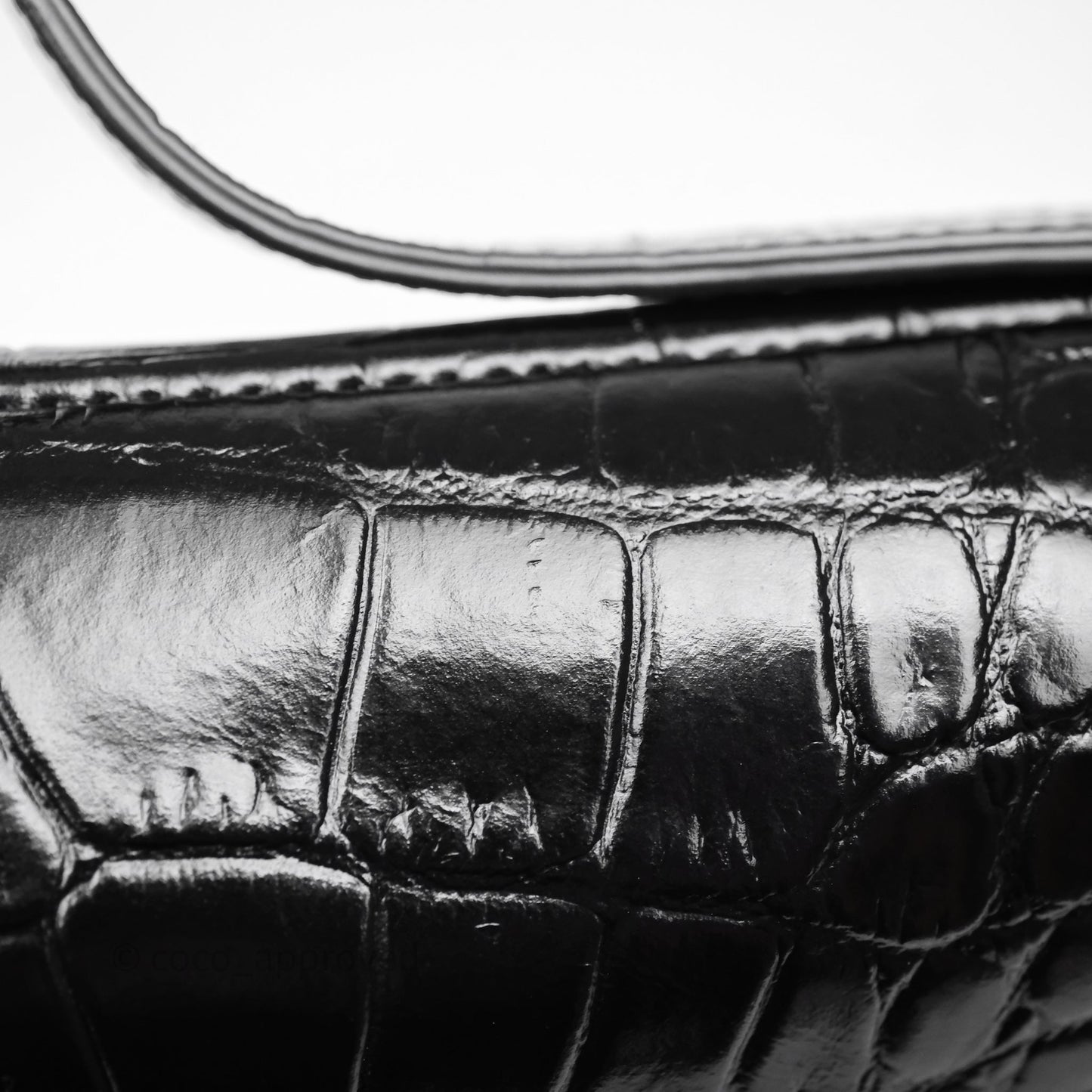 Christian Dior Saddle Bag Black Shiny Crocodile Gold Hardware