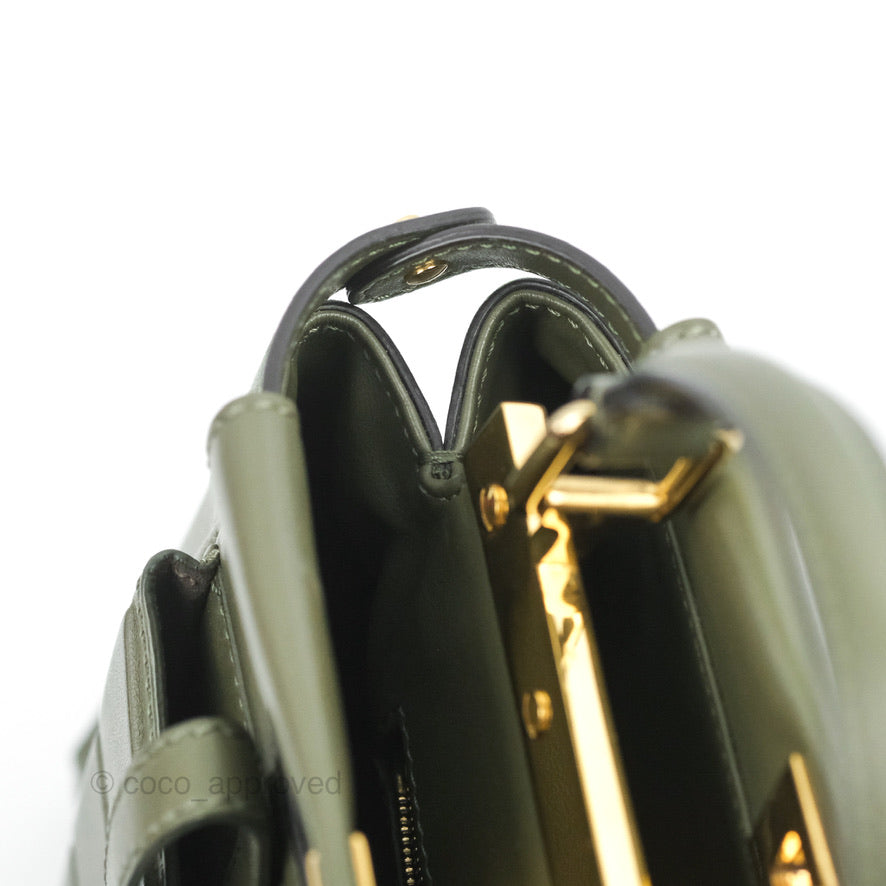 Fendi Mini Peekaboo Pocket Bag Olive Green Gold Hardware