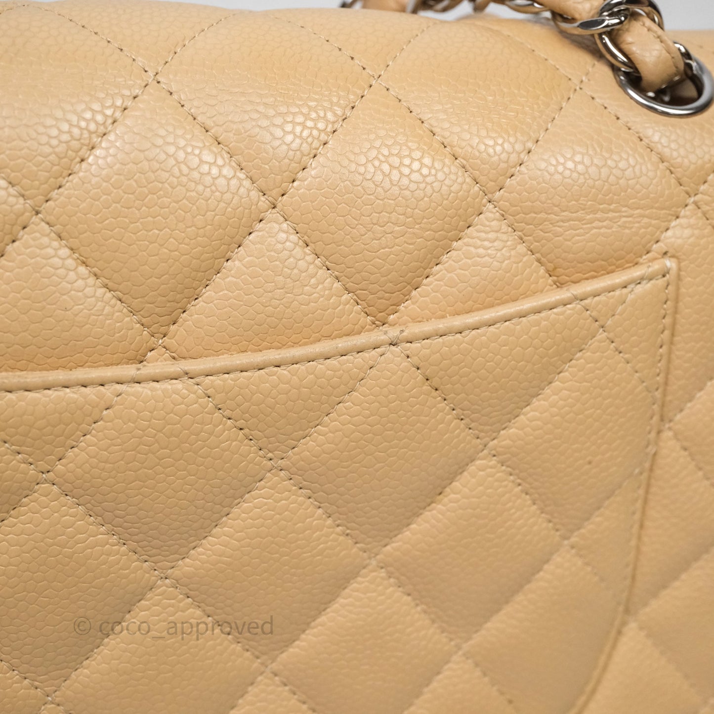 Chanel Jumbo Double Flap Beige Caviar Silver Hardware⁣⁣
