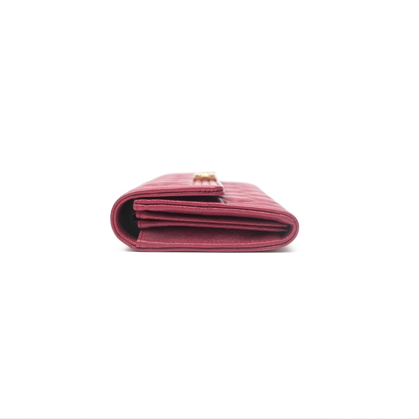 Chanel Quilted Boy Flap Long Wallet Dark Red Caviar Aged Gold Hardware