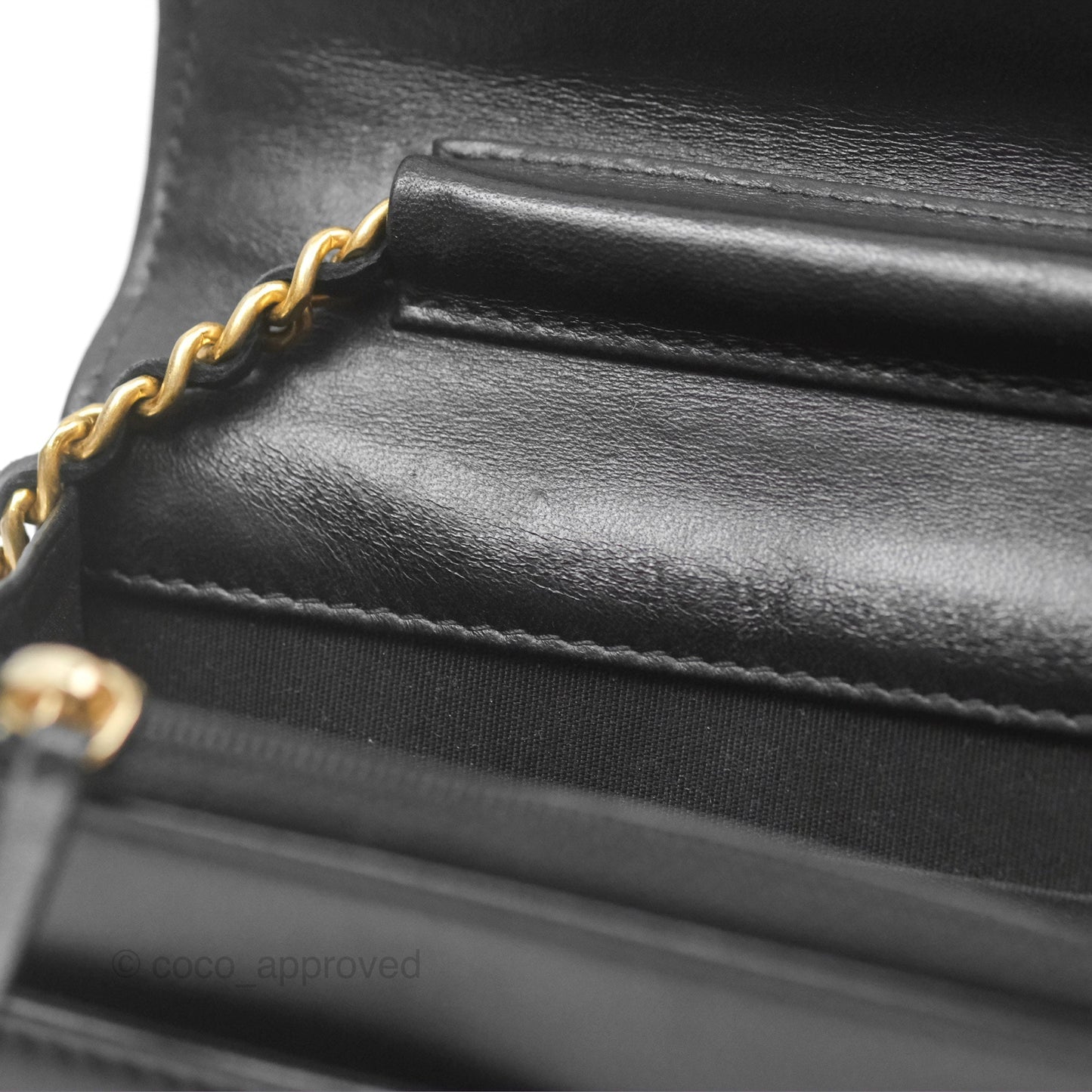 Chanel Quilted Boy Wallet on Chain WOC Black Calfskin Aged Gold Hardware
