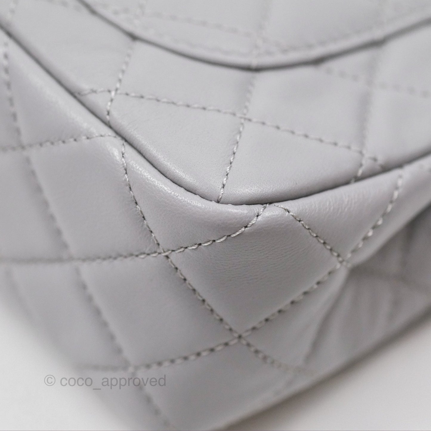 Chanel Mini Rectangular Pearl Crush Grey Lambskin Aged Gold Hardware