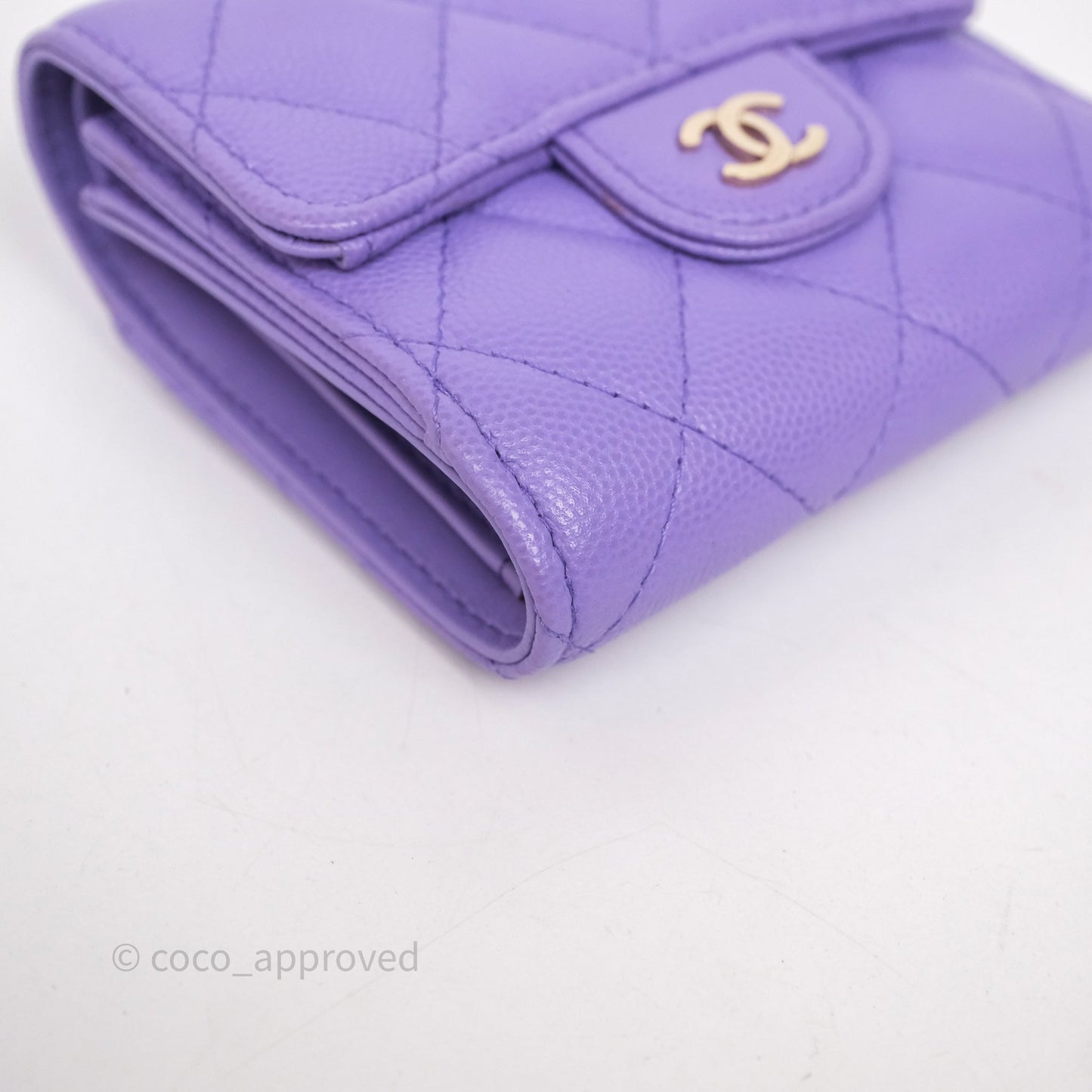 Chanel Classic Short Flap Wallet Purple Caviar Gold Hardware