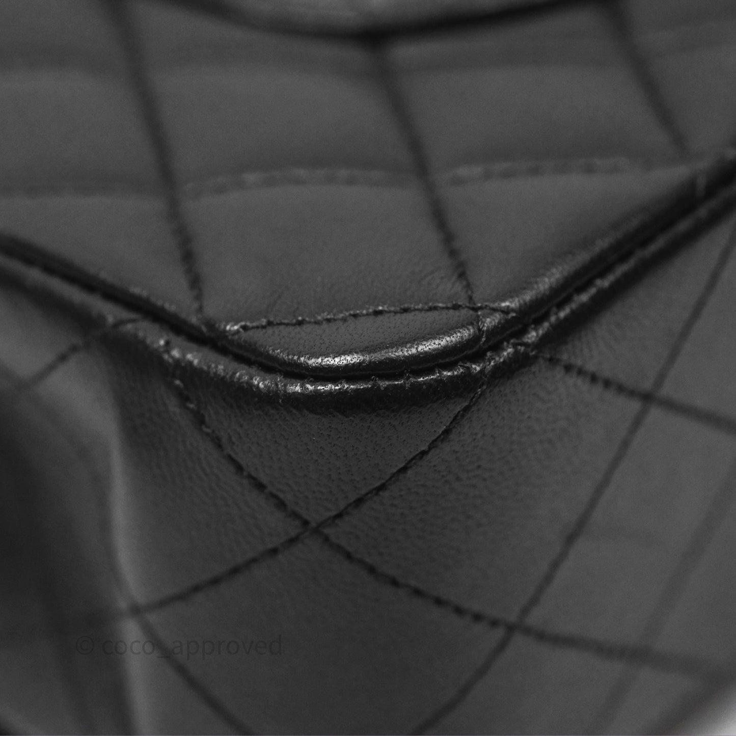 Chanel Classic M/L Medium Flap Quilted Black Lambskin Silver Hardware