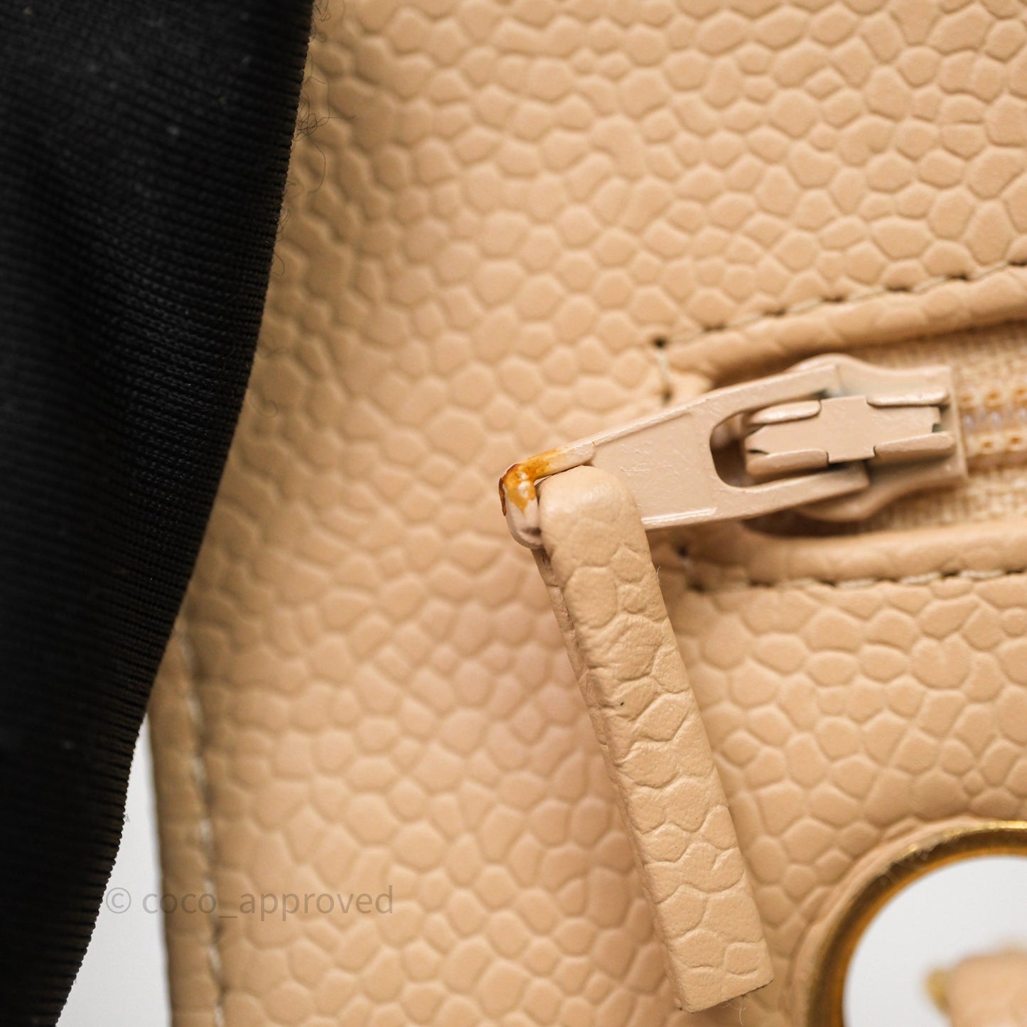 Chanel Classic M/L Medium Flap Quilted Beige Caviar Gold Hardware