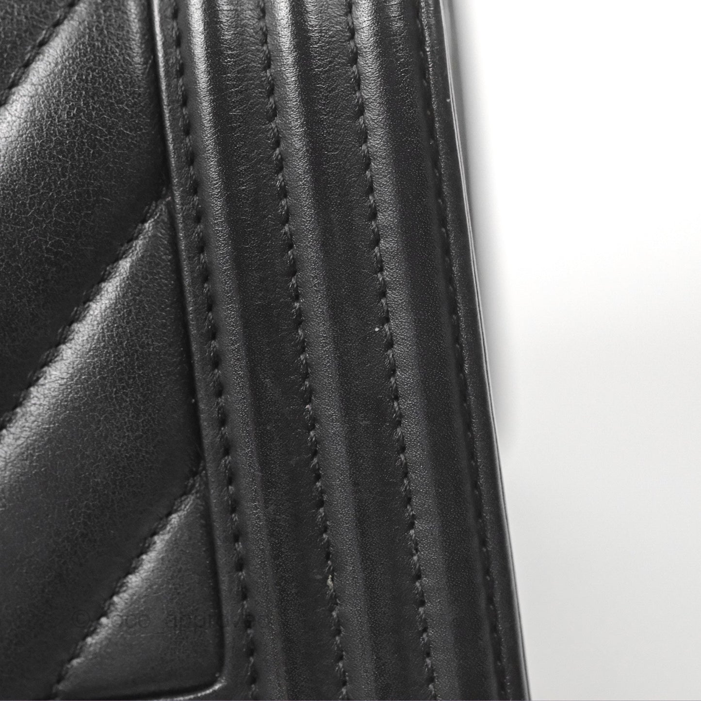 Chanel Small Chevron Boy Black Calfskin Silver Hardware