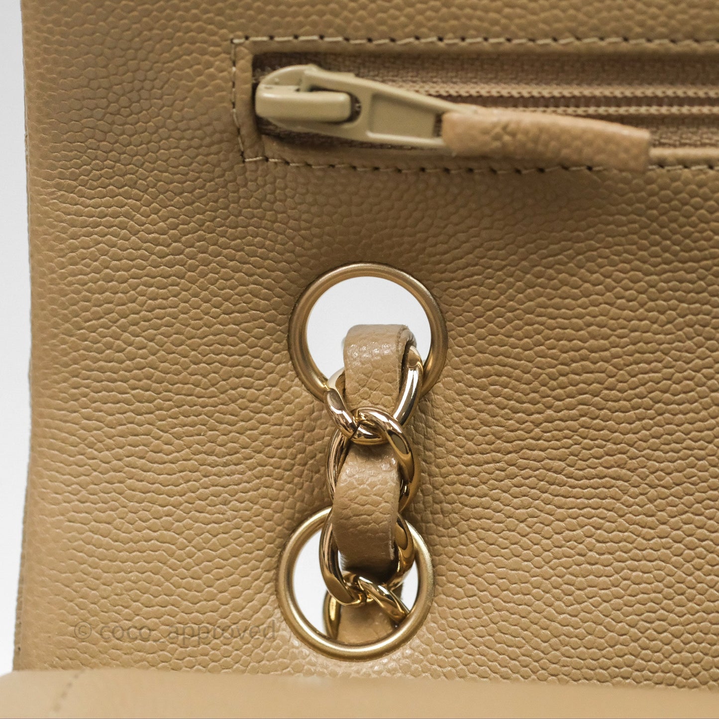 Chanel Classic M/L Medium Flap Quilted Dark Beige Caviar Gold Hardware