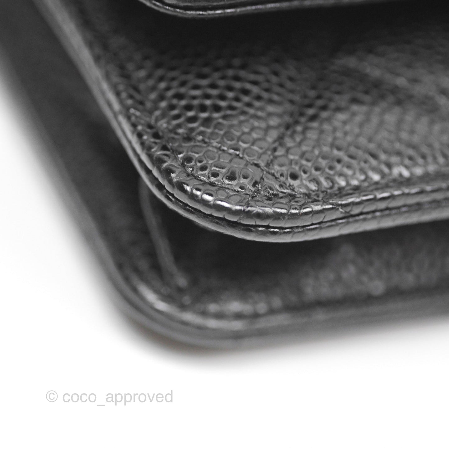Chanel Quilted Classic Wallet On Chain WOC Black Caviar Silver Hardware