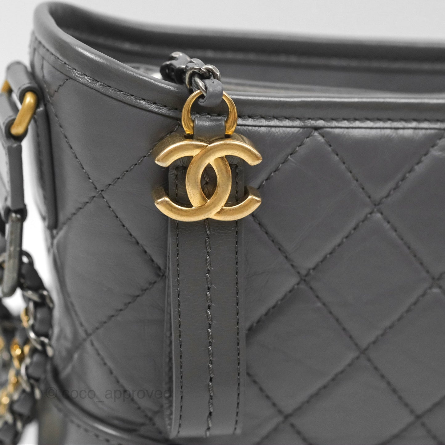 Chanel Small Gabrielle Hobo Quilted Dark Grey Aged Calfskin