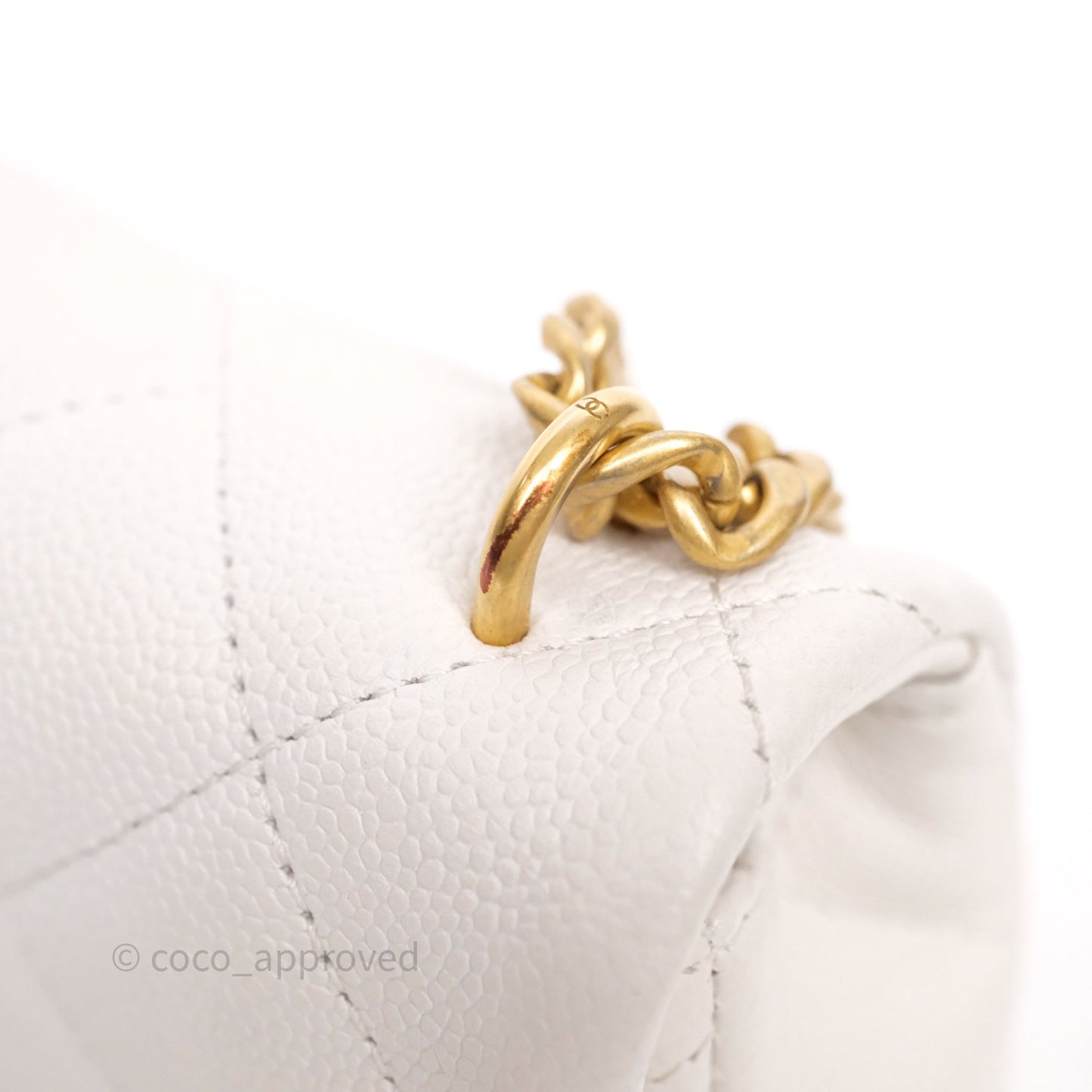Chanel Heart Crush Mini Flap Bag White Caviar Aged Gold Hardware