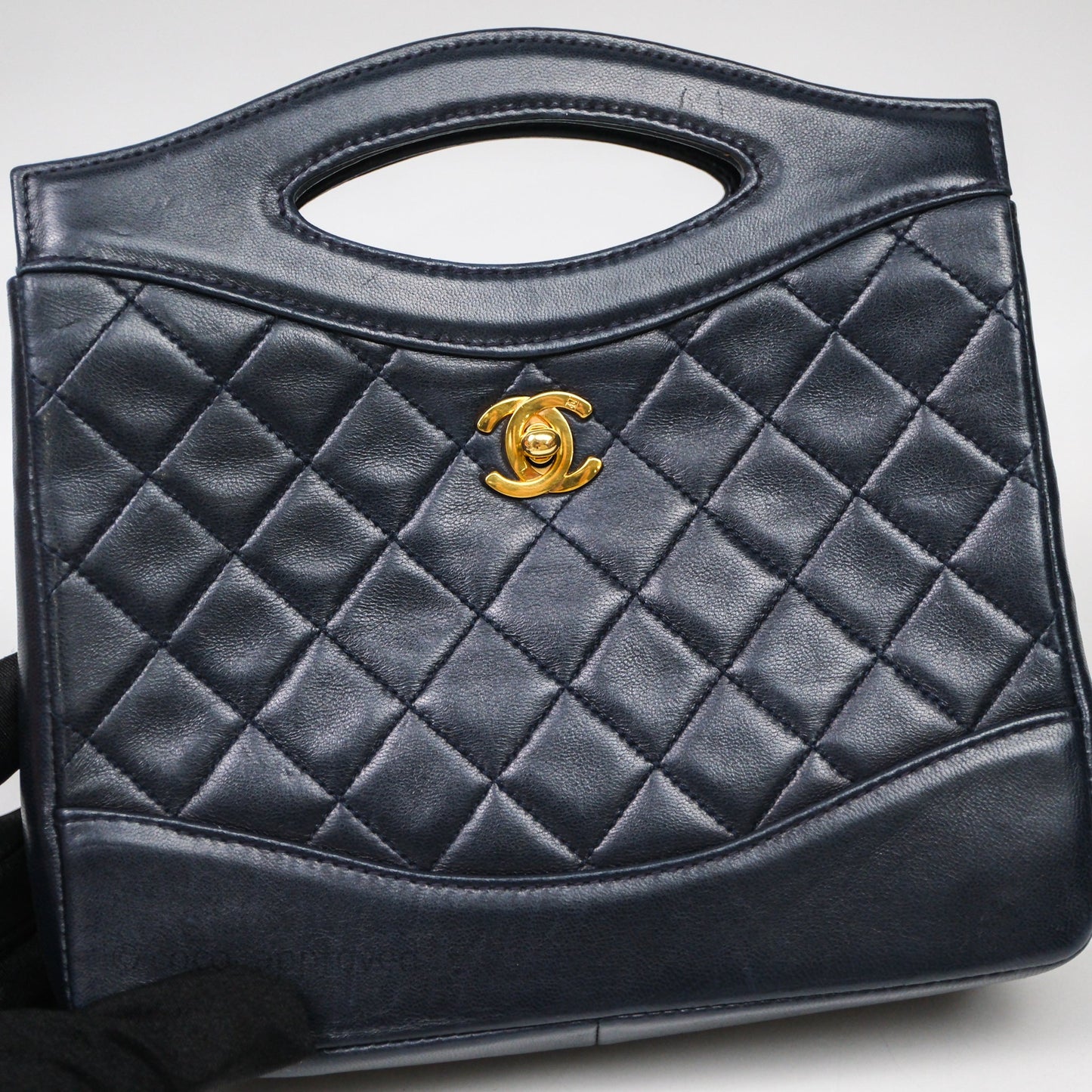 Chanel Vintage 31 Navy Lambskin 24K Gold Hardware