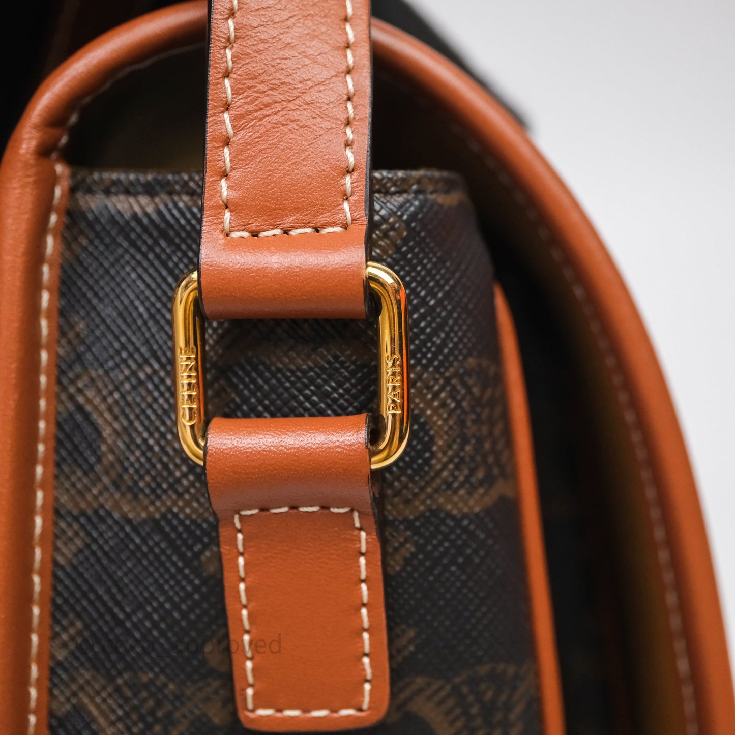 Celine Medium Folco Bag Triomphe Canvas Tan