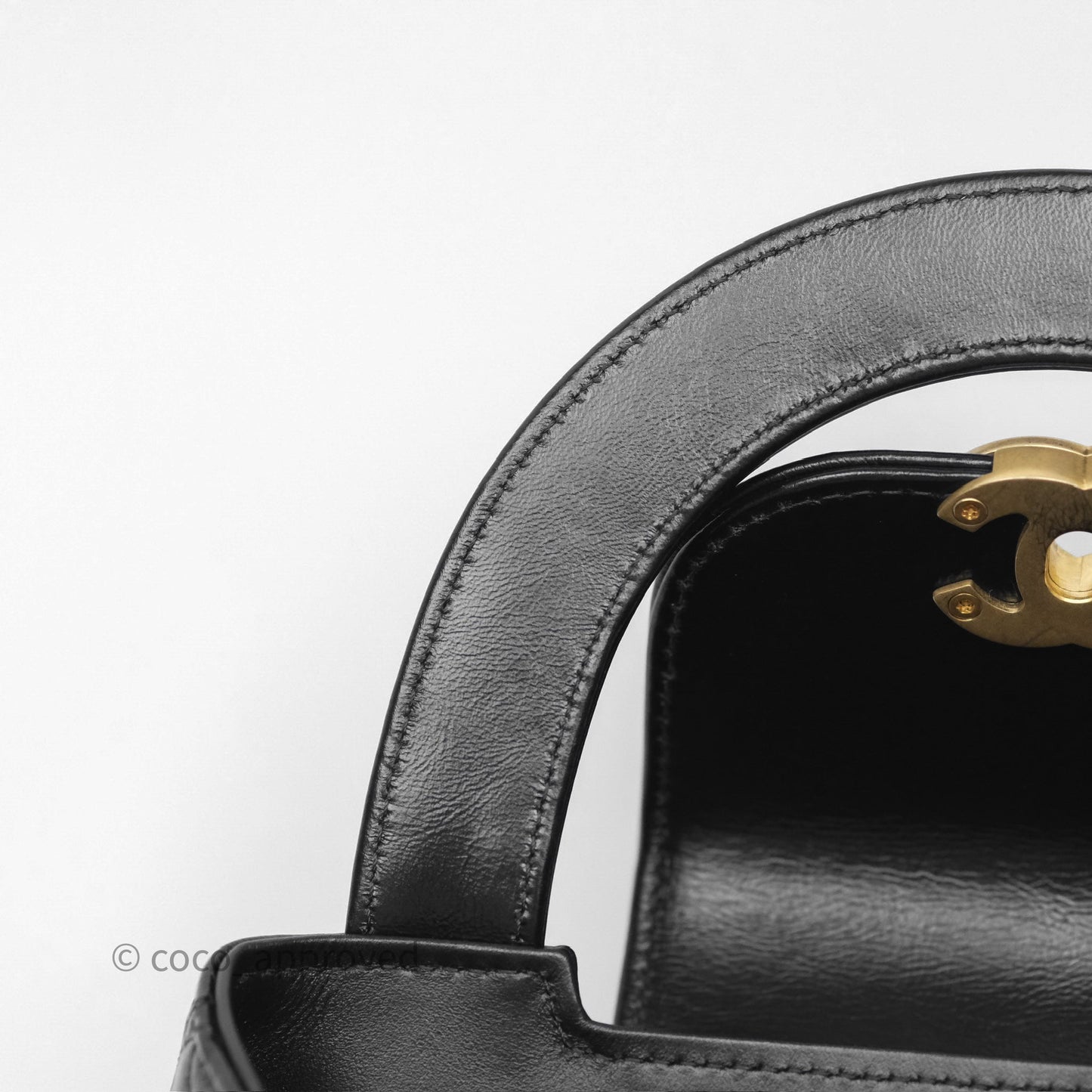 Chanel Kelly Bag Quilted Black Shiny Crumpled Calfskin Aged Gold Hardware