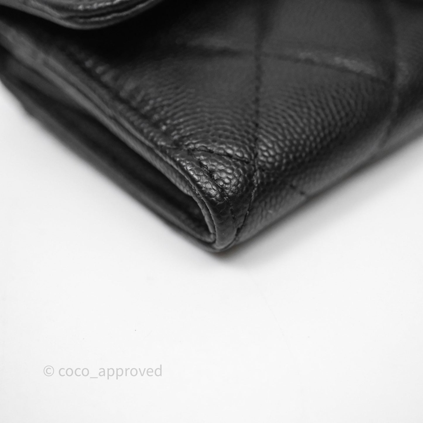 Chanel Classic Quilted Flap Long Wallet Black Caviar Gold Hardware