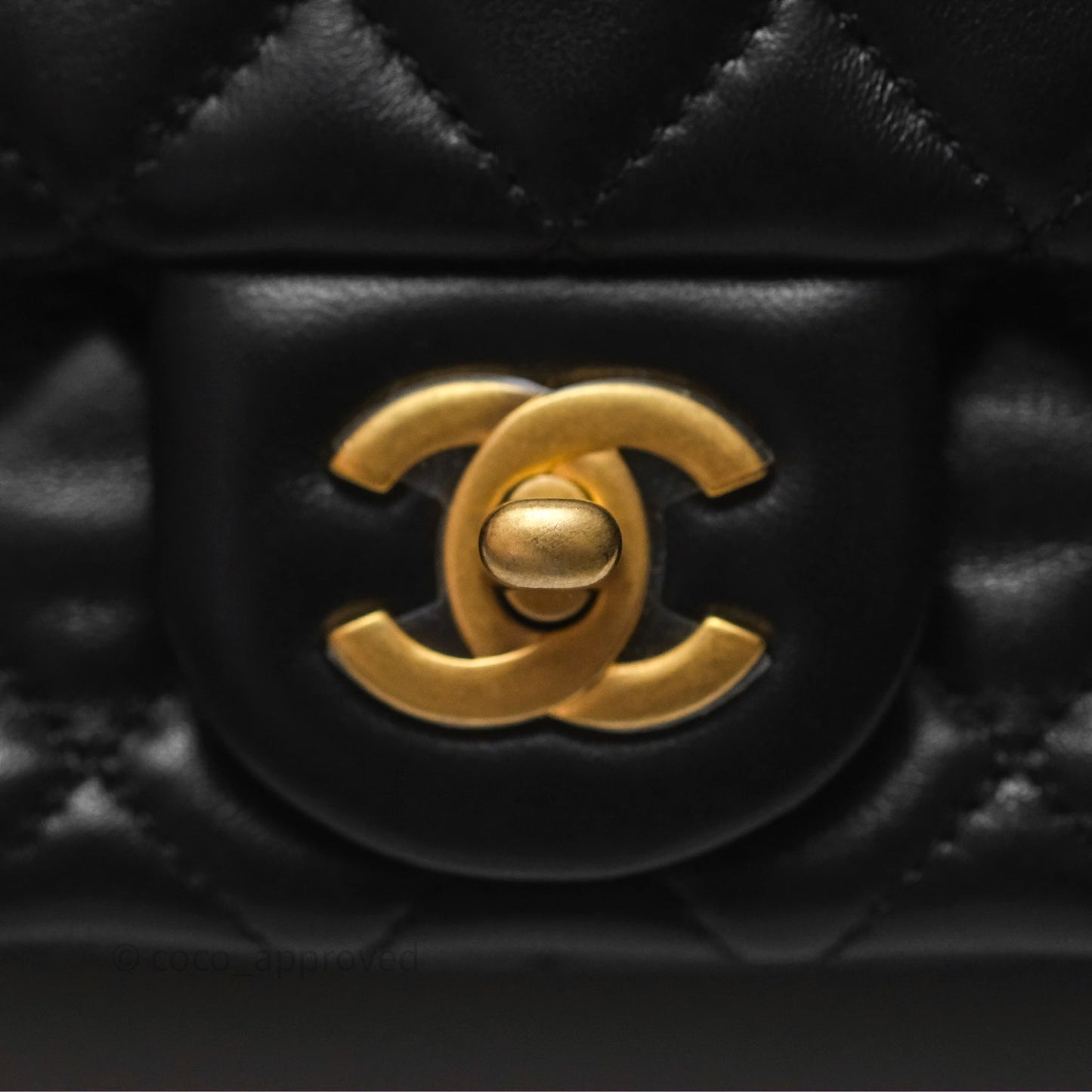Chanel Pearl Crush Mini Square Quilted Black Lambskin Aged Gold Hardware