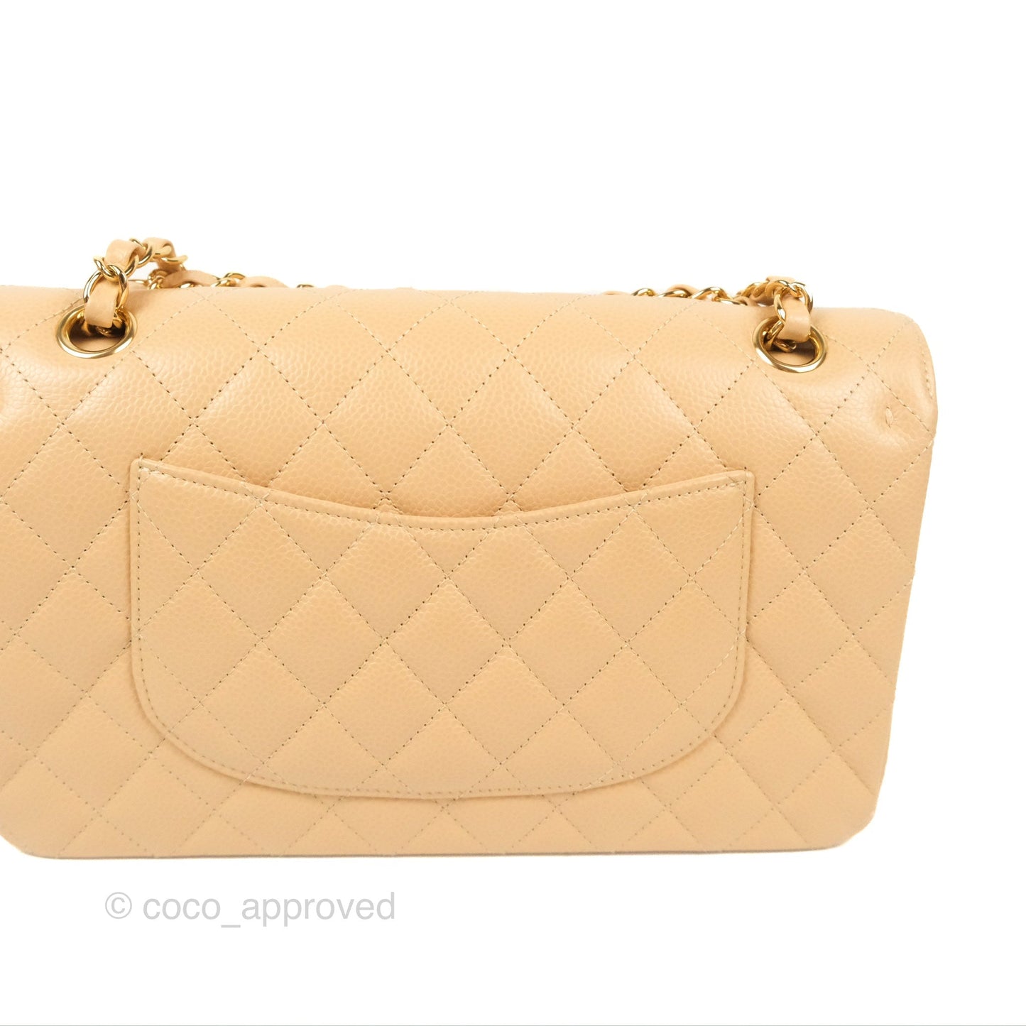 Chanel Classic M/L Medium Flap Quilted Beige Caviar Gold Hardware