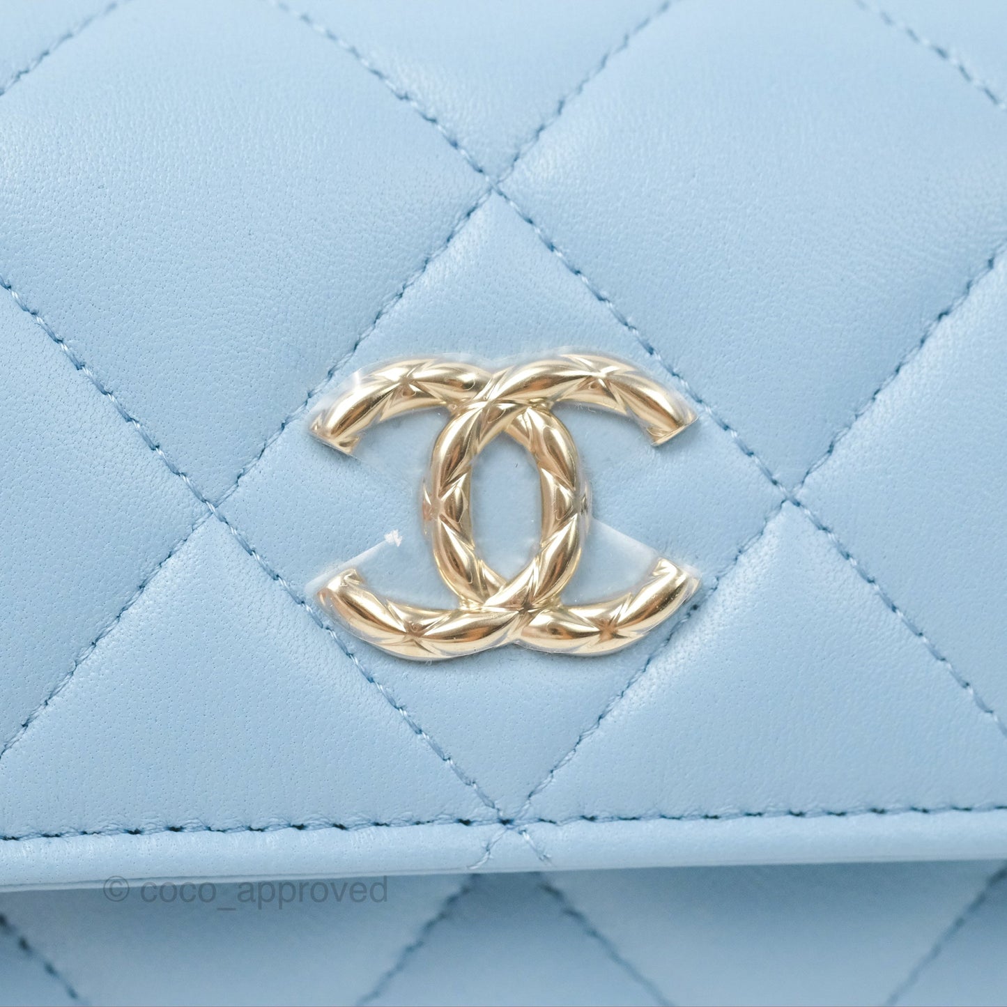 Chanel Mini Chain Around Clutch With Chain Blue Lambskin Gold Hardware