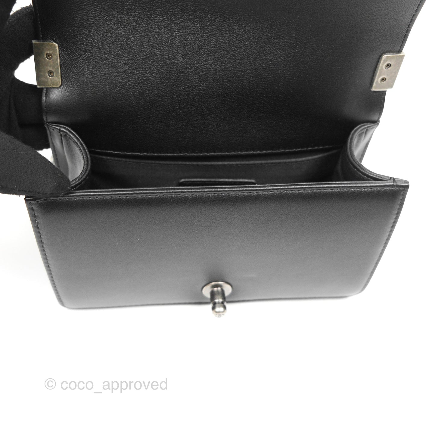 Chanel Small Boy Quilted Black Calfskin Ruthenium Hardware
