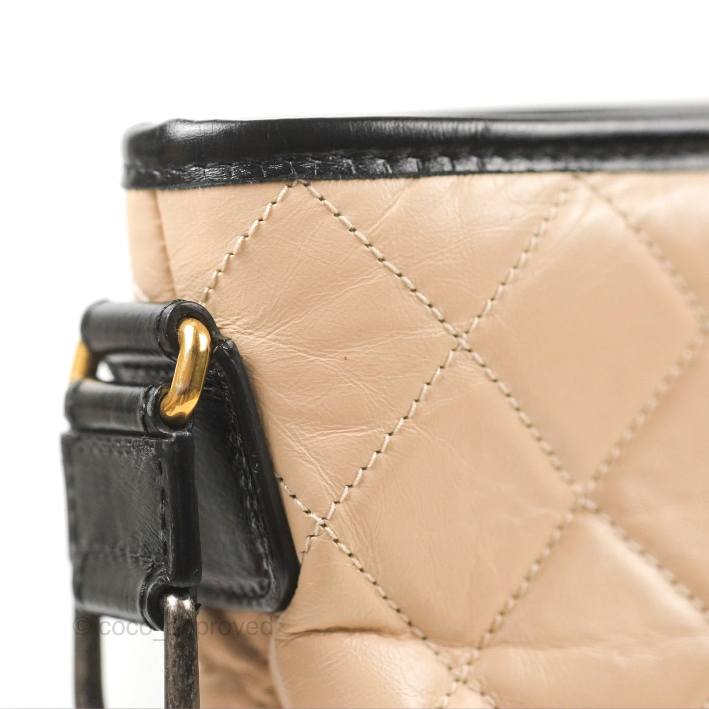 Chanel Large Gabrielle Shopping Tote Quilted Beige Aged Calfskin