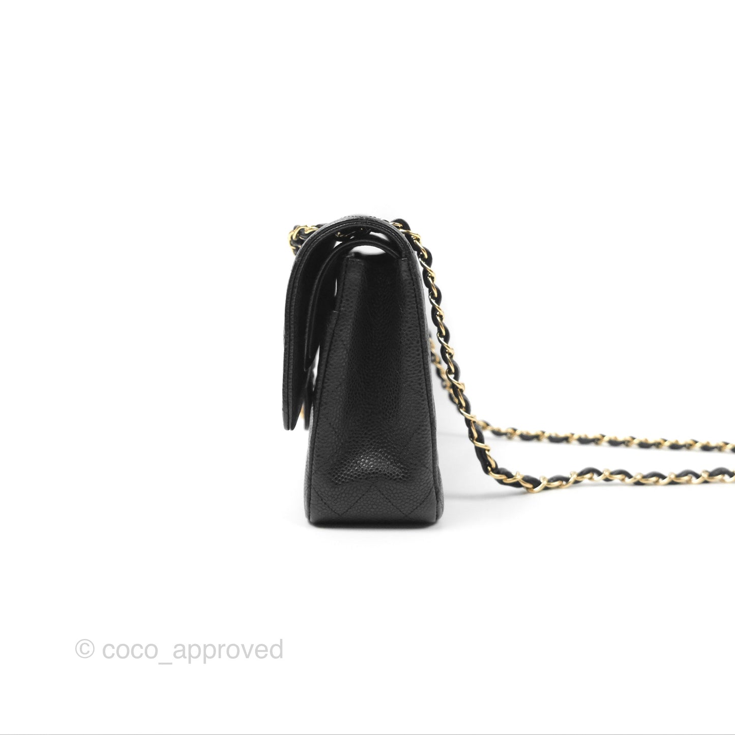 Chanel Classic M/L Medium Flap Quilted Black Caviar Gold Hardware