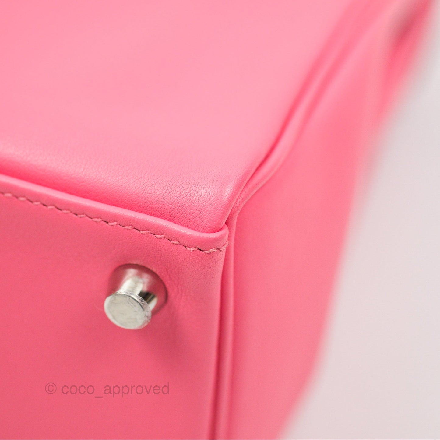 Hermès Retourne Kelly 25 Rose Azalee Swift Palladium Hardware