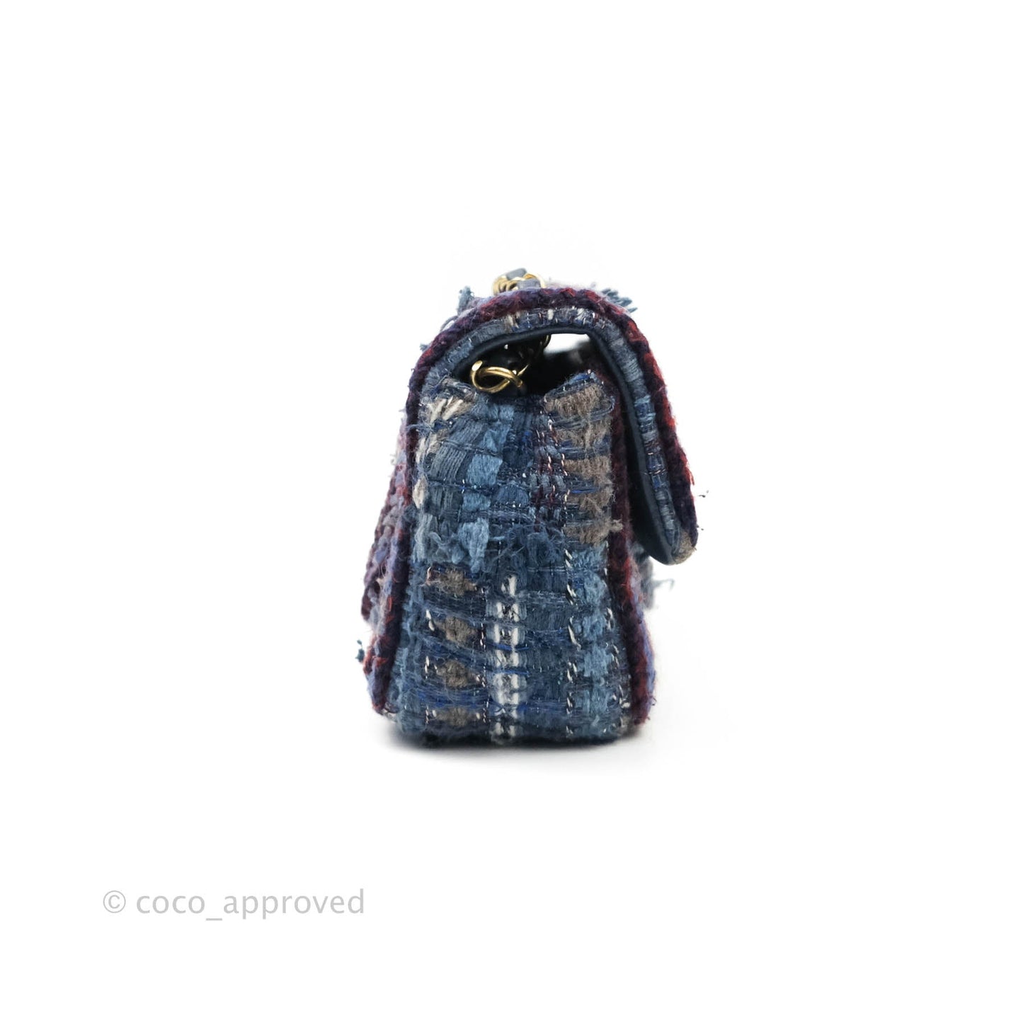 Chanel Quilted Mini Rectangular Navy Tweed Gold Hardware