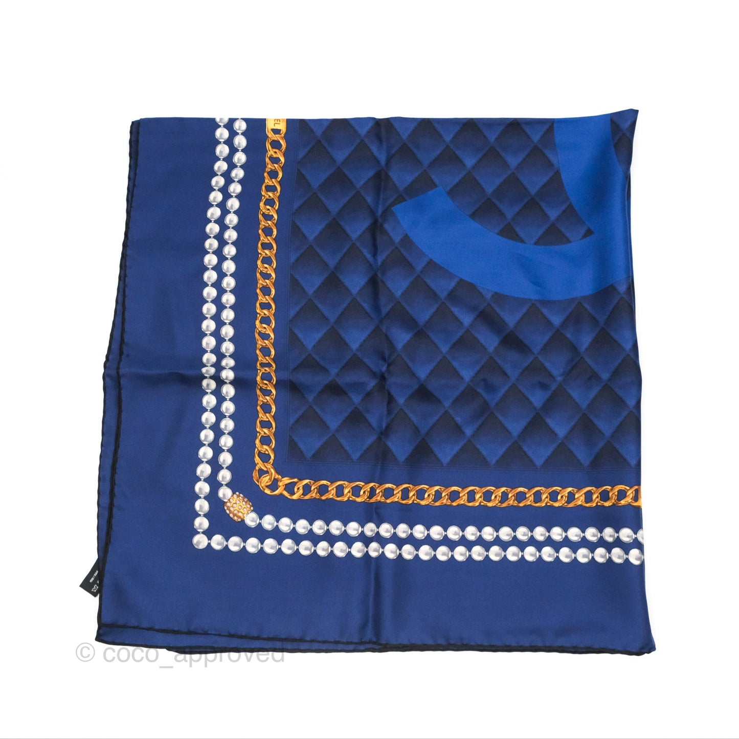 Chanel Square Silk Scarf 90 Navy