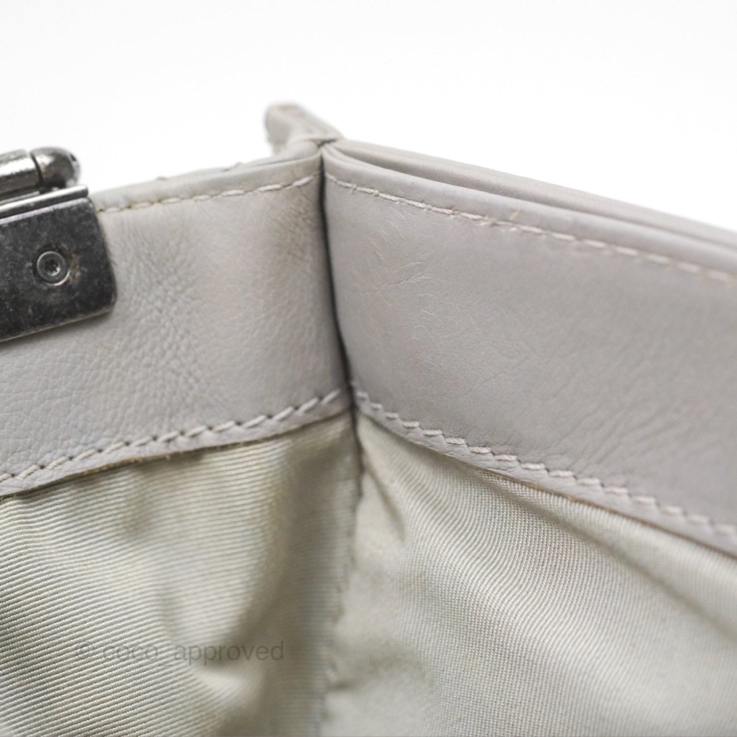 Chanel Medium Boy Reverso Flap Light Grey Calfskin Ruthenium Hardware