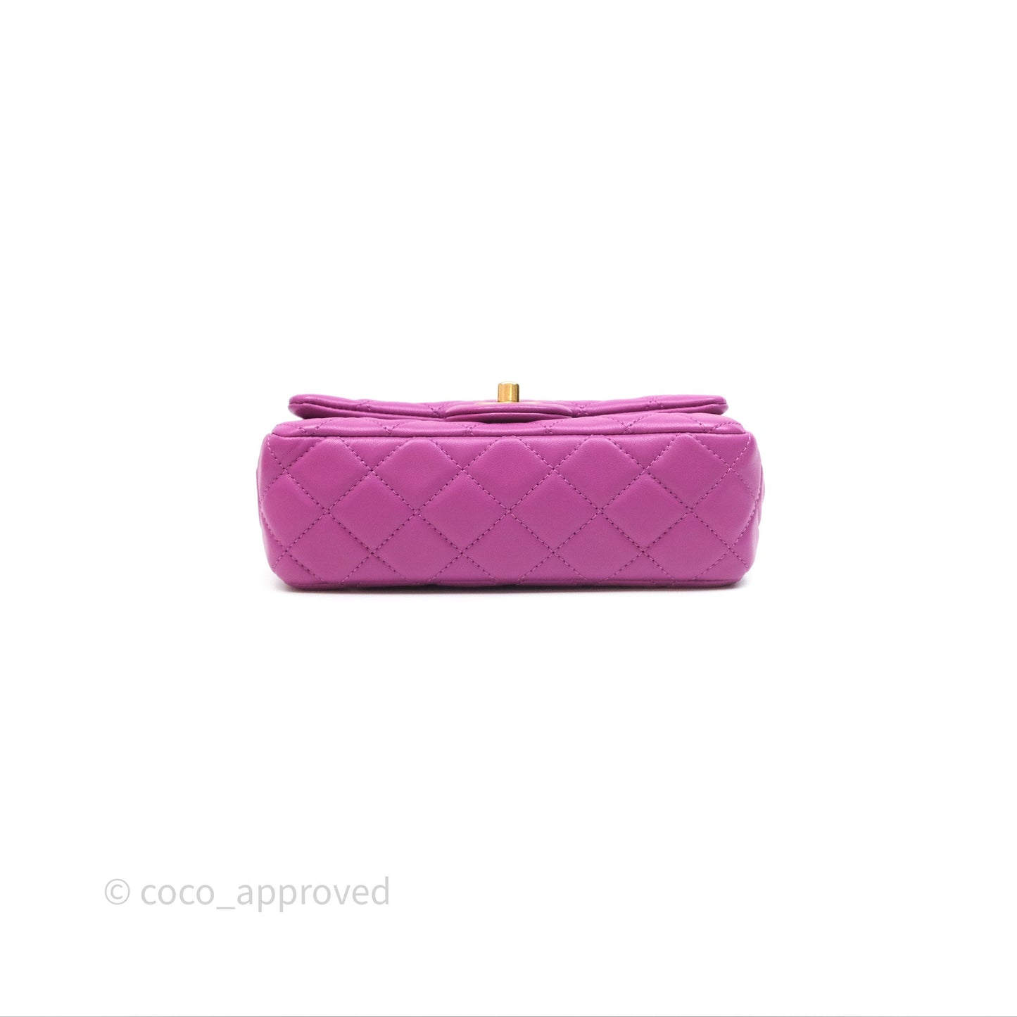 Chanel Mini Rectangular Pearl Crush Quilted Purple Lambskin Aged Gold Hardware