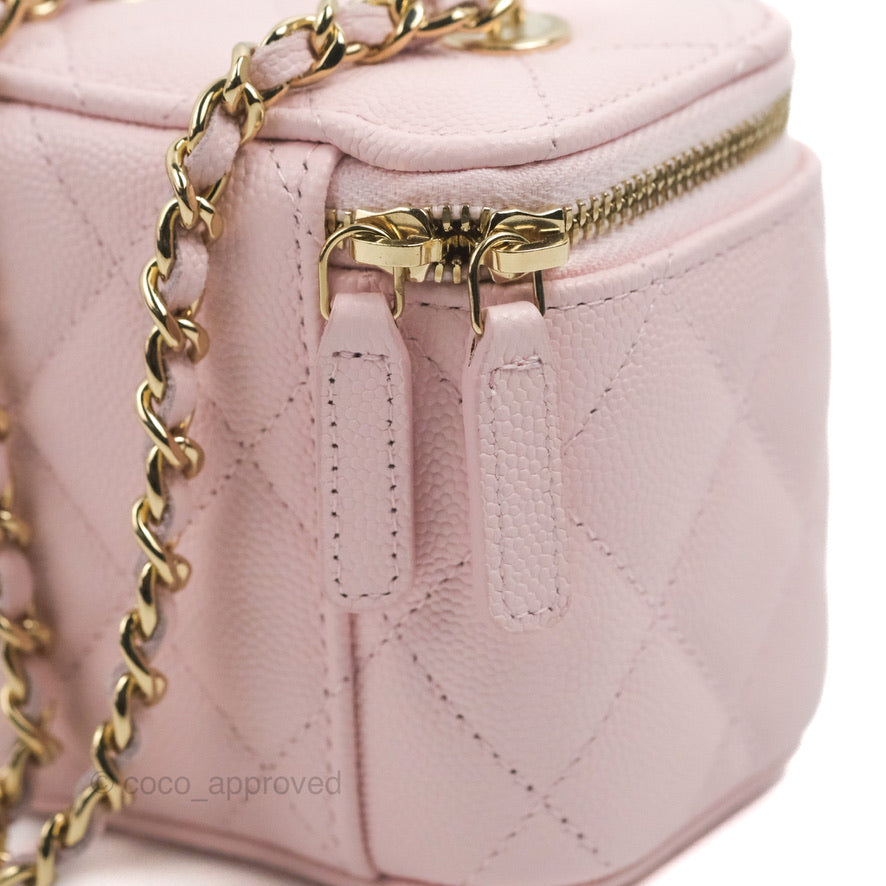 Chanel Mini Vanity With Chain Pink Caviar Gold Hardware