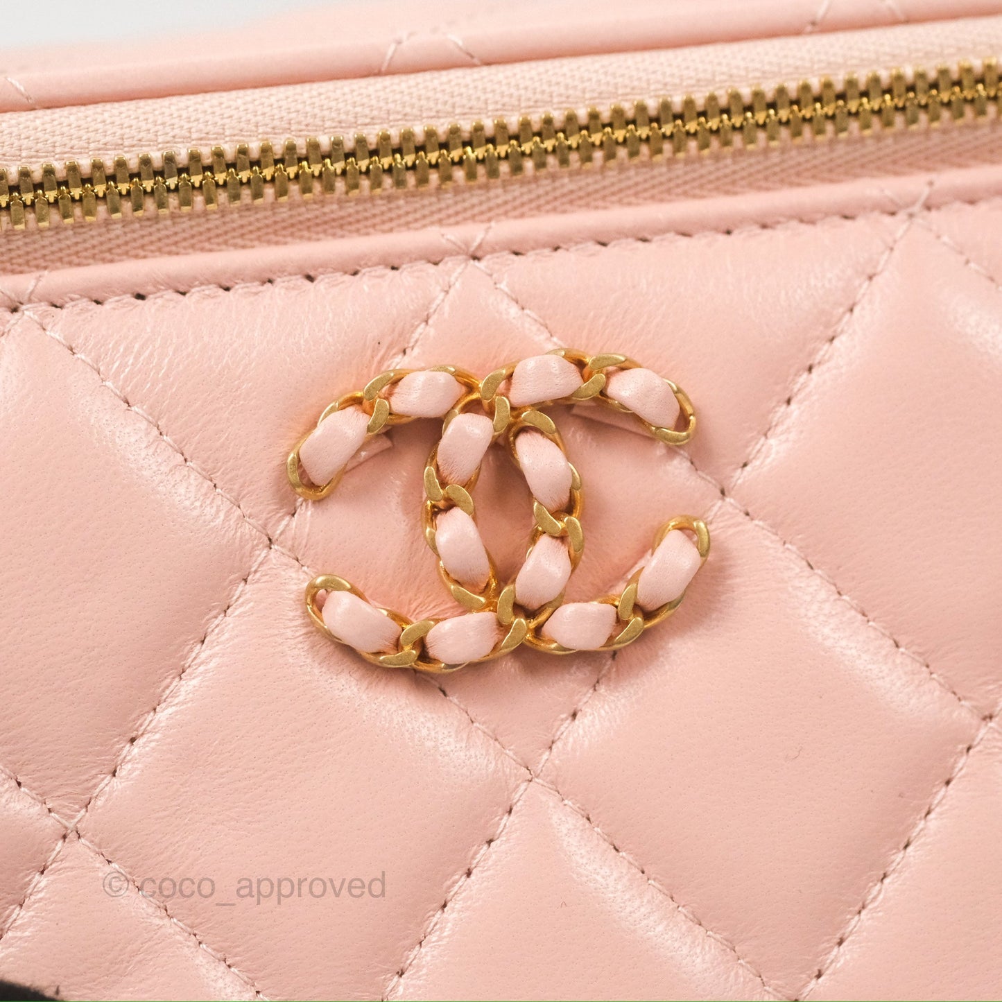 Chanel Vanity Rectangular Top Handle Pink Lambskin Gold Hardware