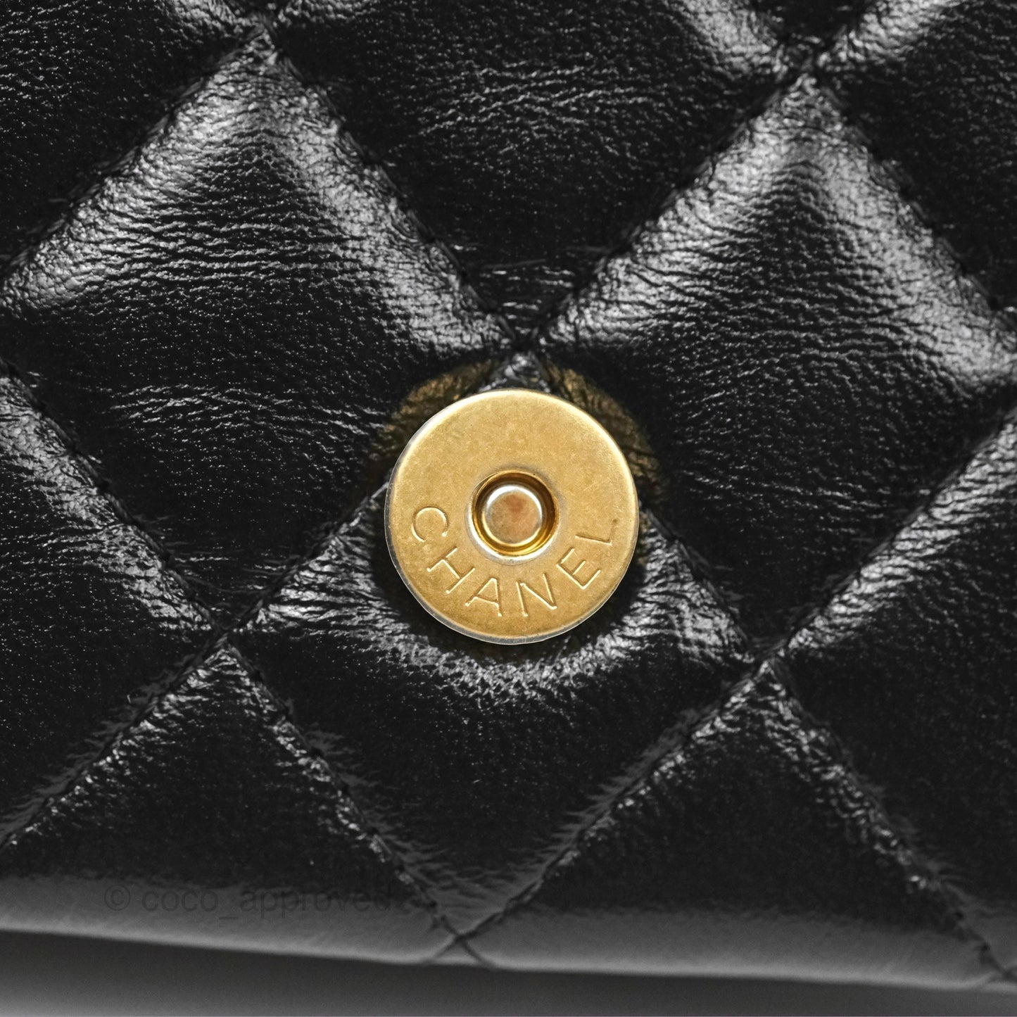 Chanel Flap Phone Holder With Chain Quilted Black Shiny Lambskin