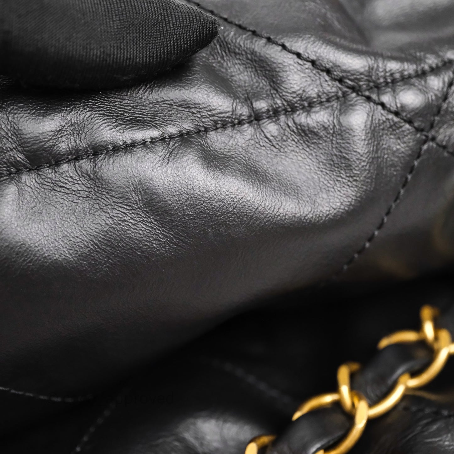 Chanel 22 Medium Black Crumpled Calfskin Aged Gold Hardware