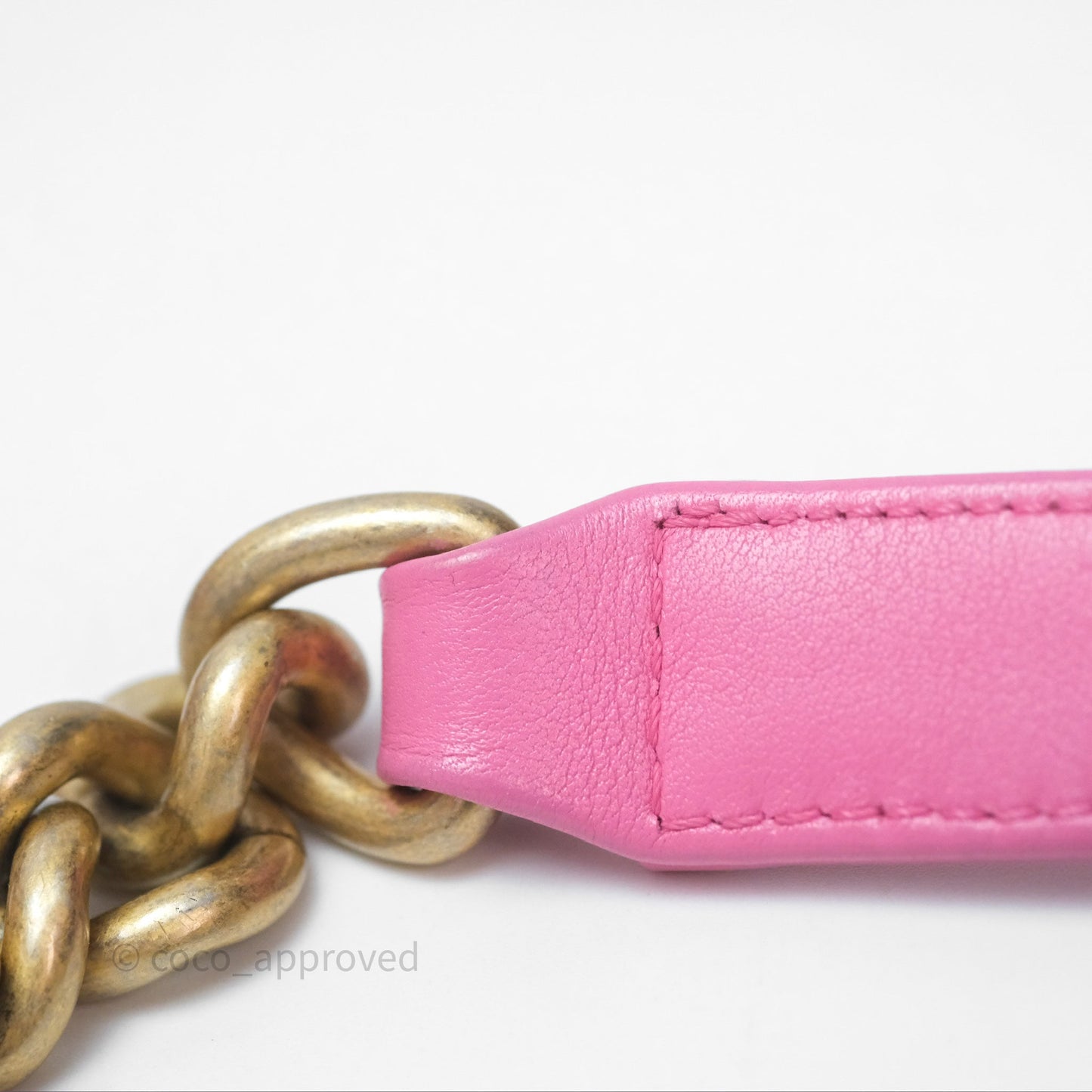 Chanel Small Boy Pink Calfskin Aged Gold Hardware