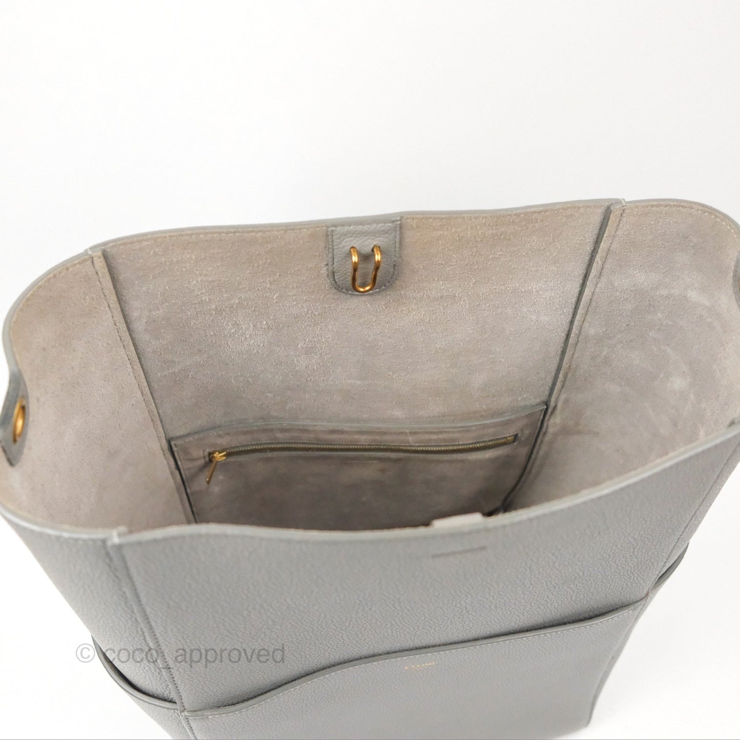 Celine Sangle Bucket Bag Grained Calfskin Grey