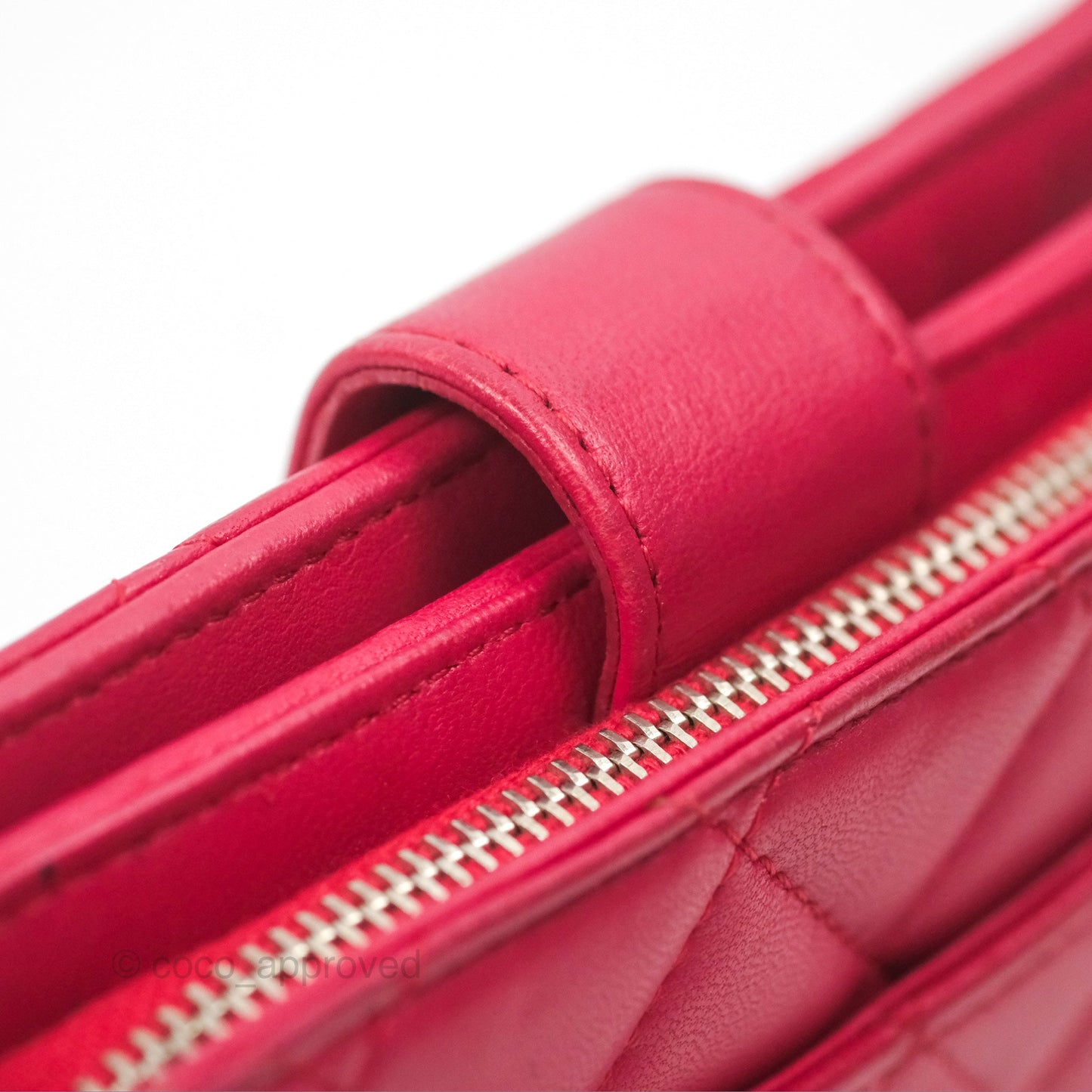 Chanel Quilted Classic French Wallet Lambskin Red Silver Hardware