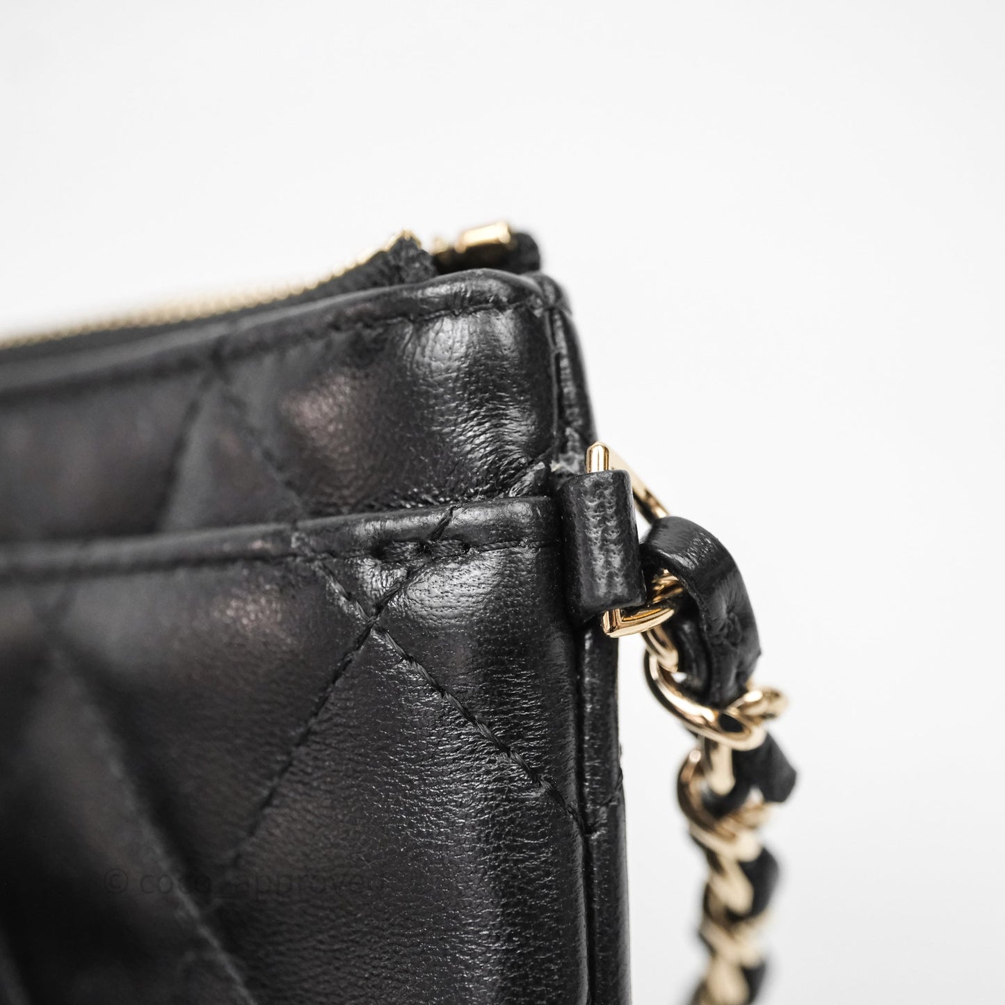Chanel Mesh Clutch With Chain Black Shiny Lambskin Gold Hardware