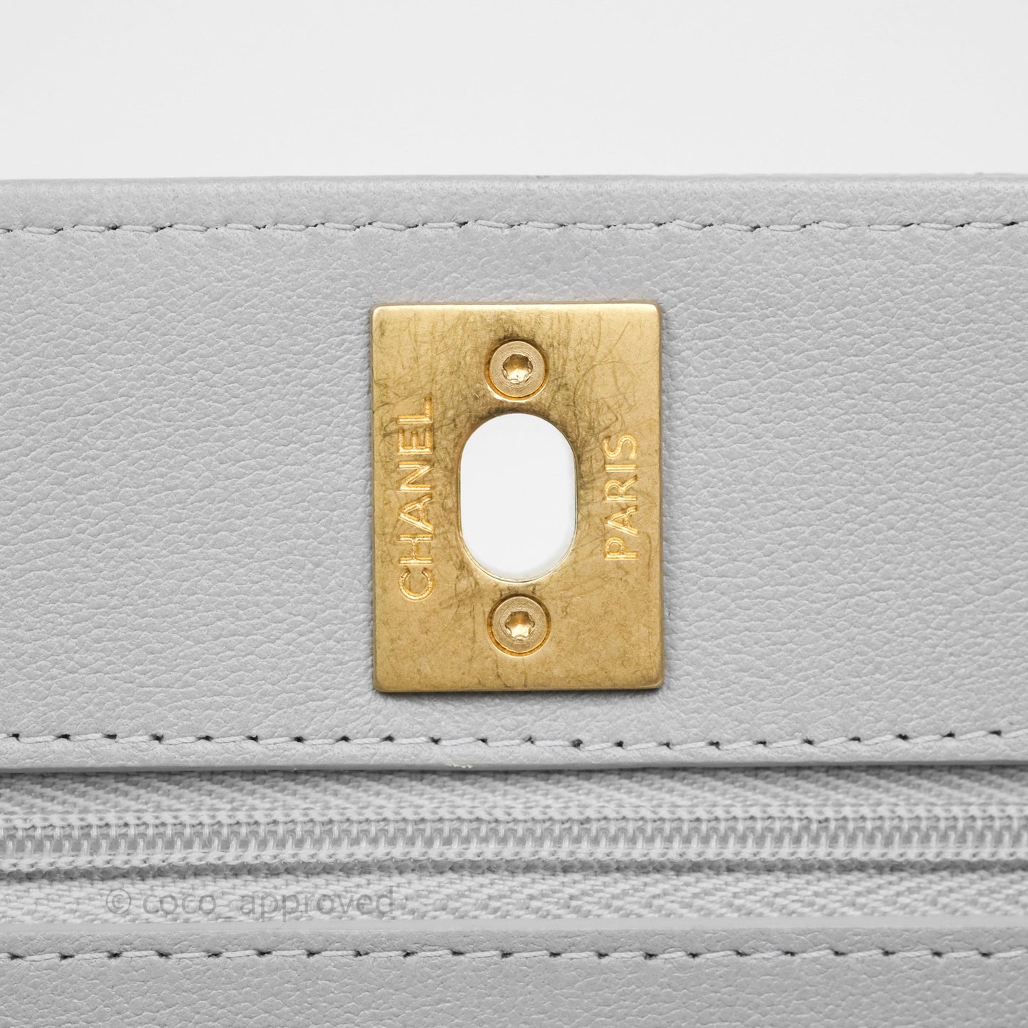 Chanel Heart Adjustable Chain WOC Grey Caviar Aged Gold Hardware