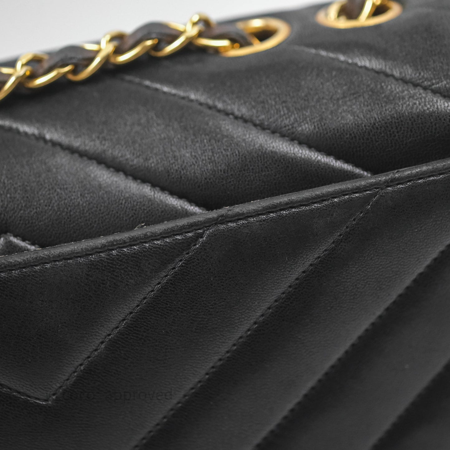 Chanel Vintage Chevron Envelope Flap Bag Black Lambskin 24K Gold Hardware