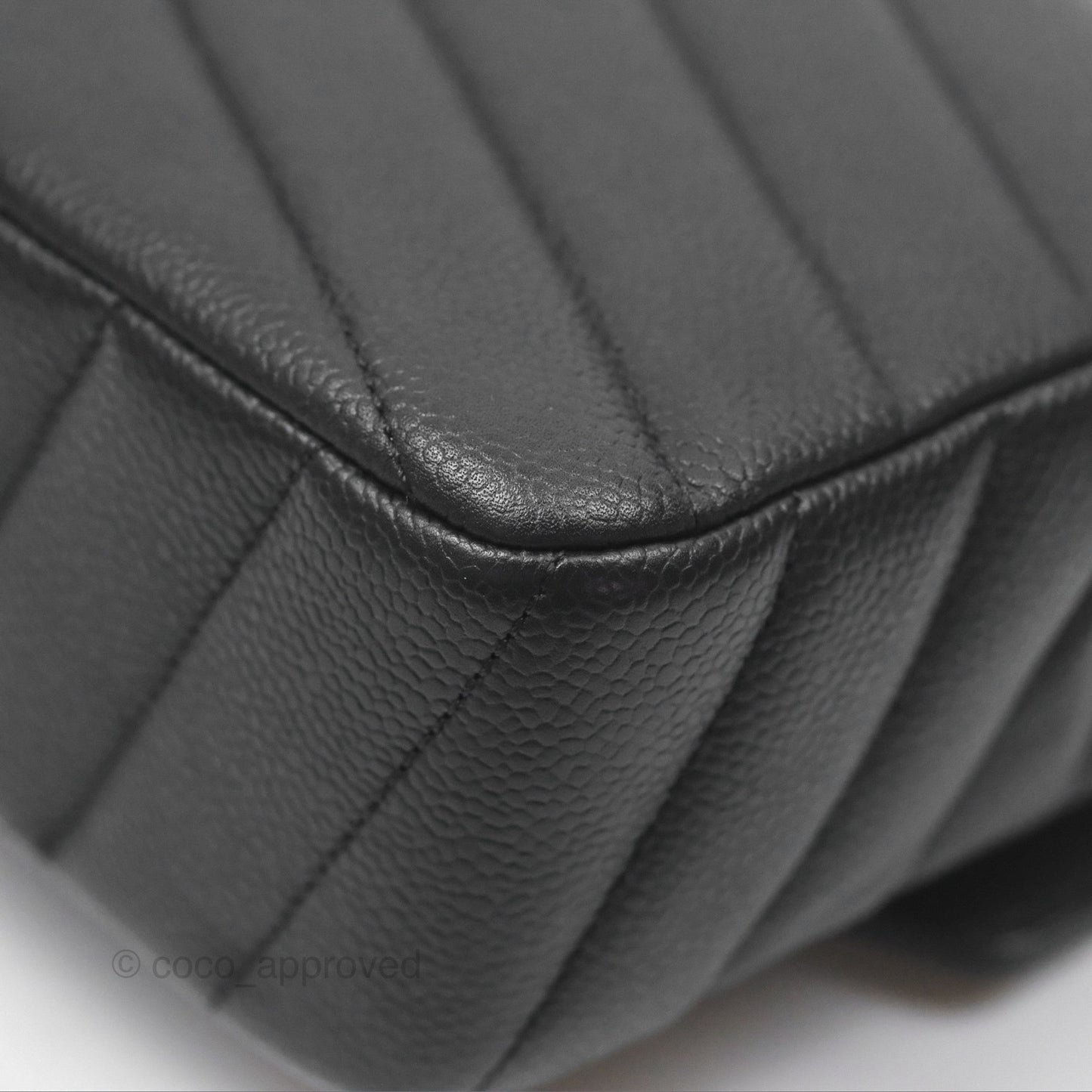 Chanel Chevron Flap Bag Black Caviar Silver Hardware