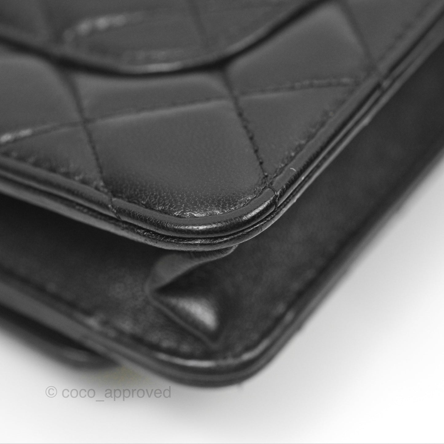 Chanel All Slide Wallet on Chain WOC Adjustable Chain Quilted Black Lambskin 22K