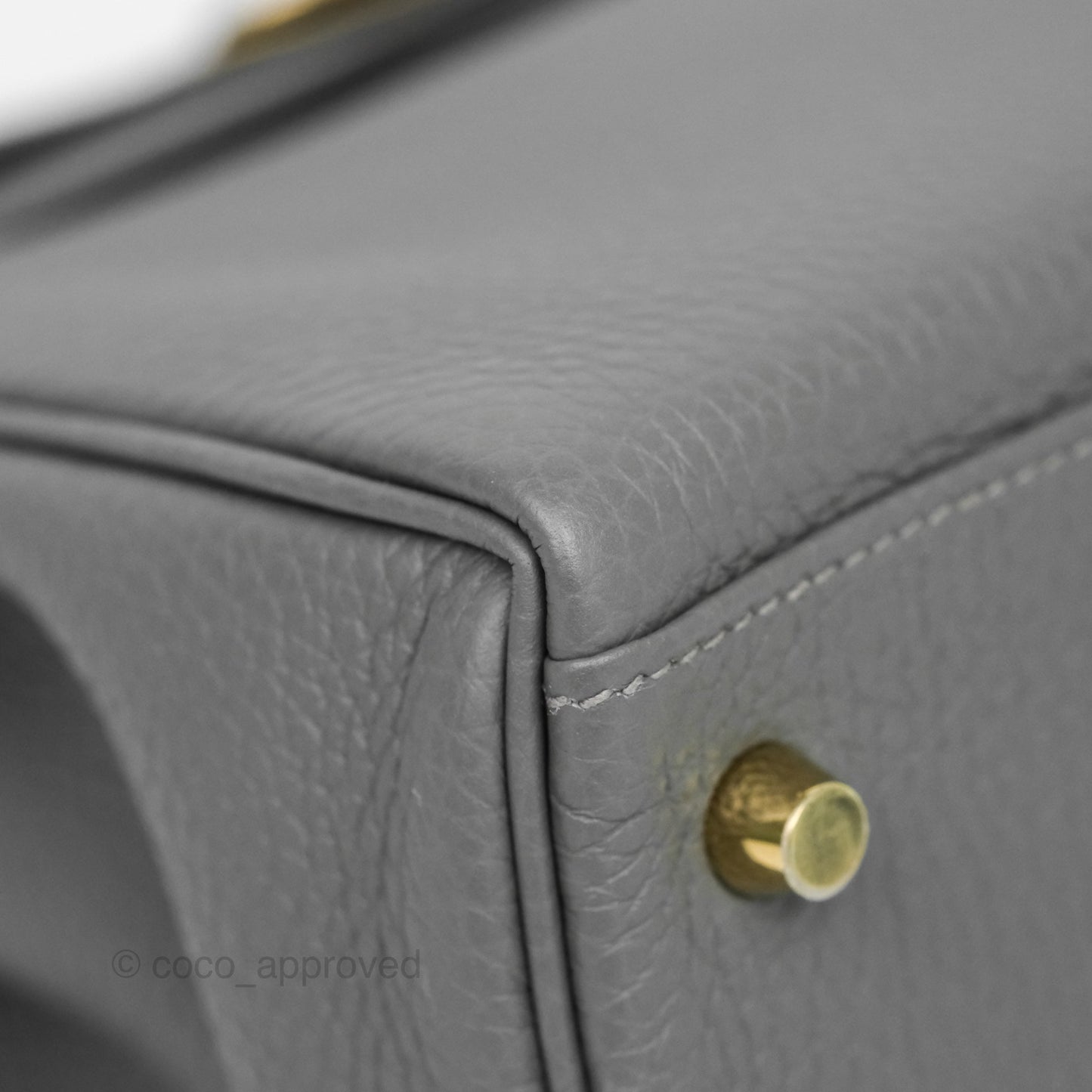 Hermès Kelly 28 Retourne Gris Meyer 0L Clemence Gold Hardware