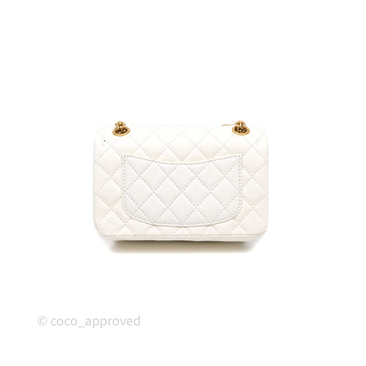 Chanel Mini Reissue 224 White Calfskin Aged Gold Hardware