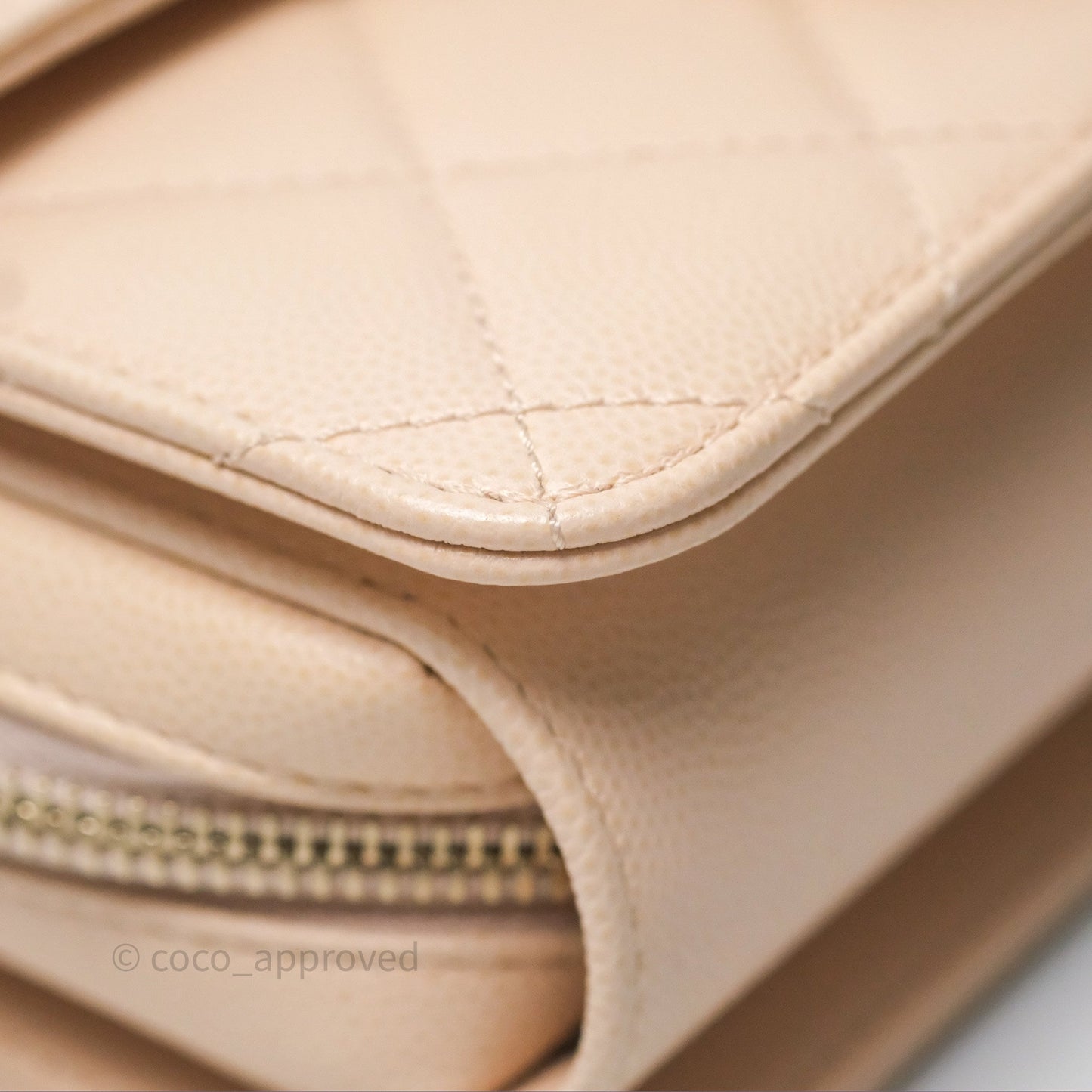 Chanel Quilted Small Like The Wallet Flap Light Beige Pink Caviar Light Gold Hardware 22C