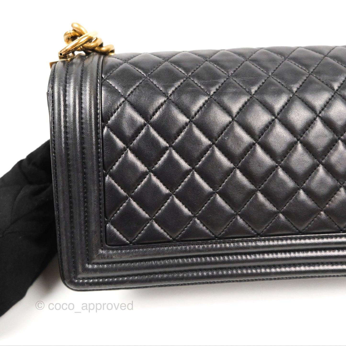 Chanel Quilted Medium Boy Black Lambskin Aged Gold Hardware