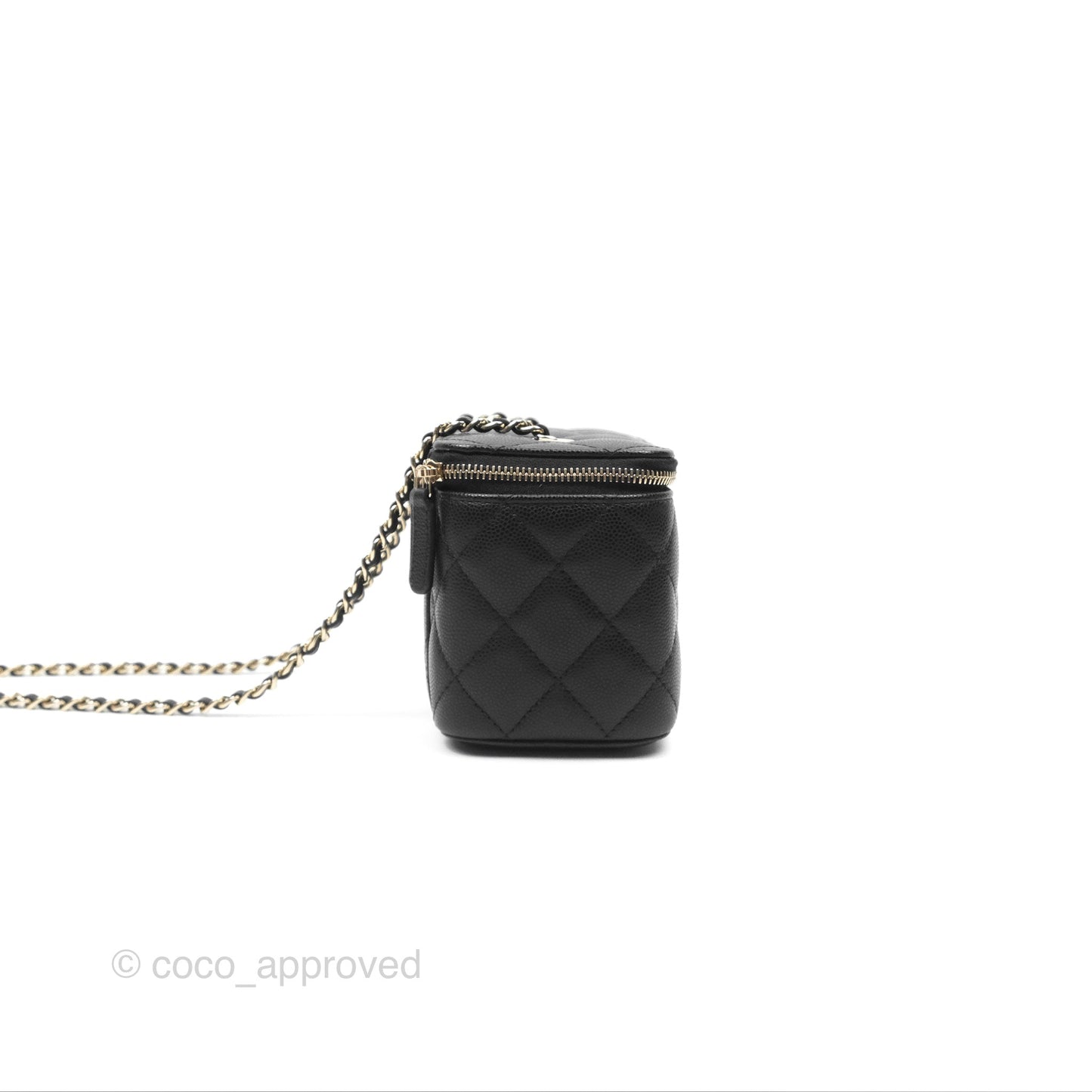 Chanel Vanity Rectangular With Chain Black Caviar Gold Hardware