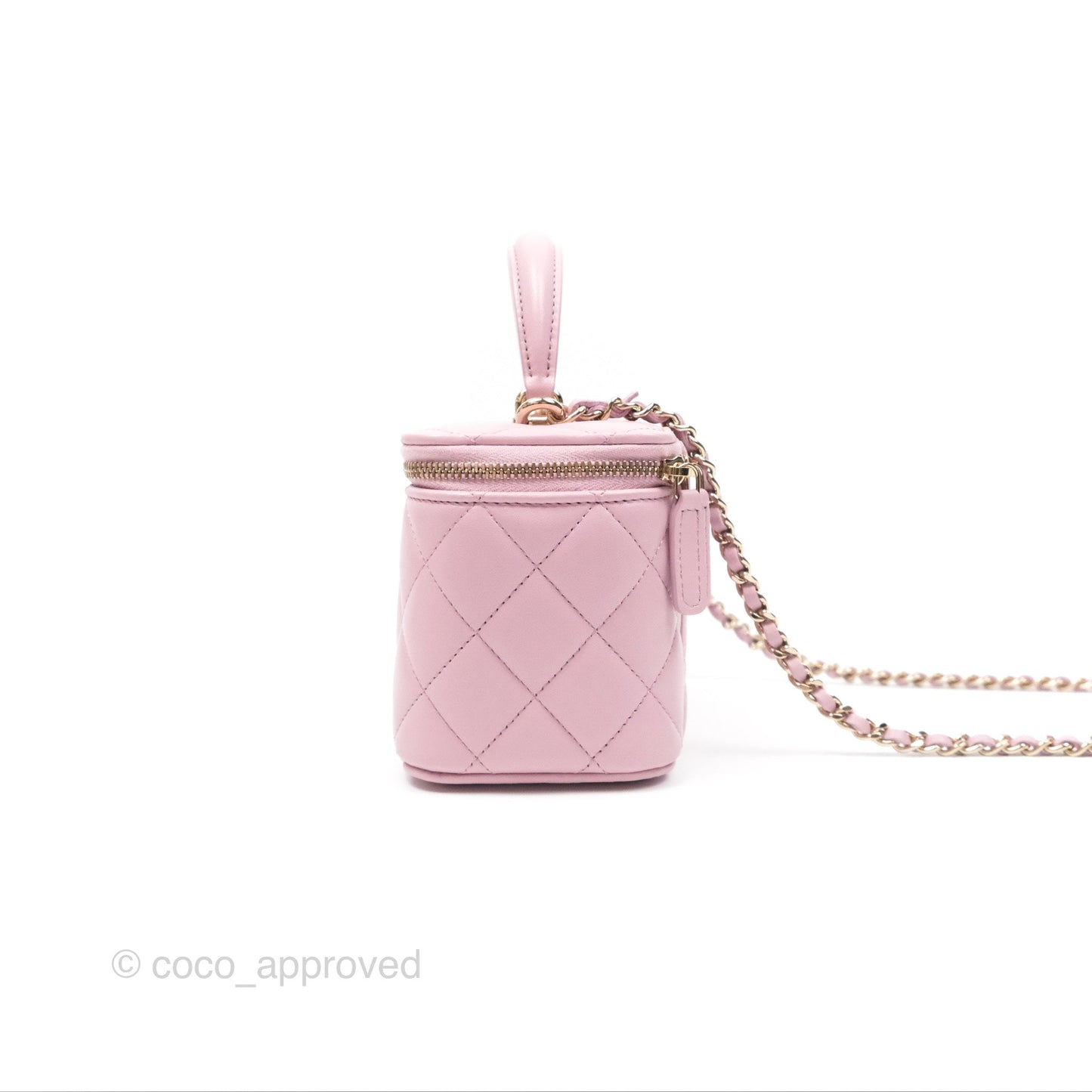 Chanel Vanity Rectangular Top Handle Lilac Pink Lambskin Gold Hardware