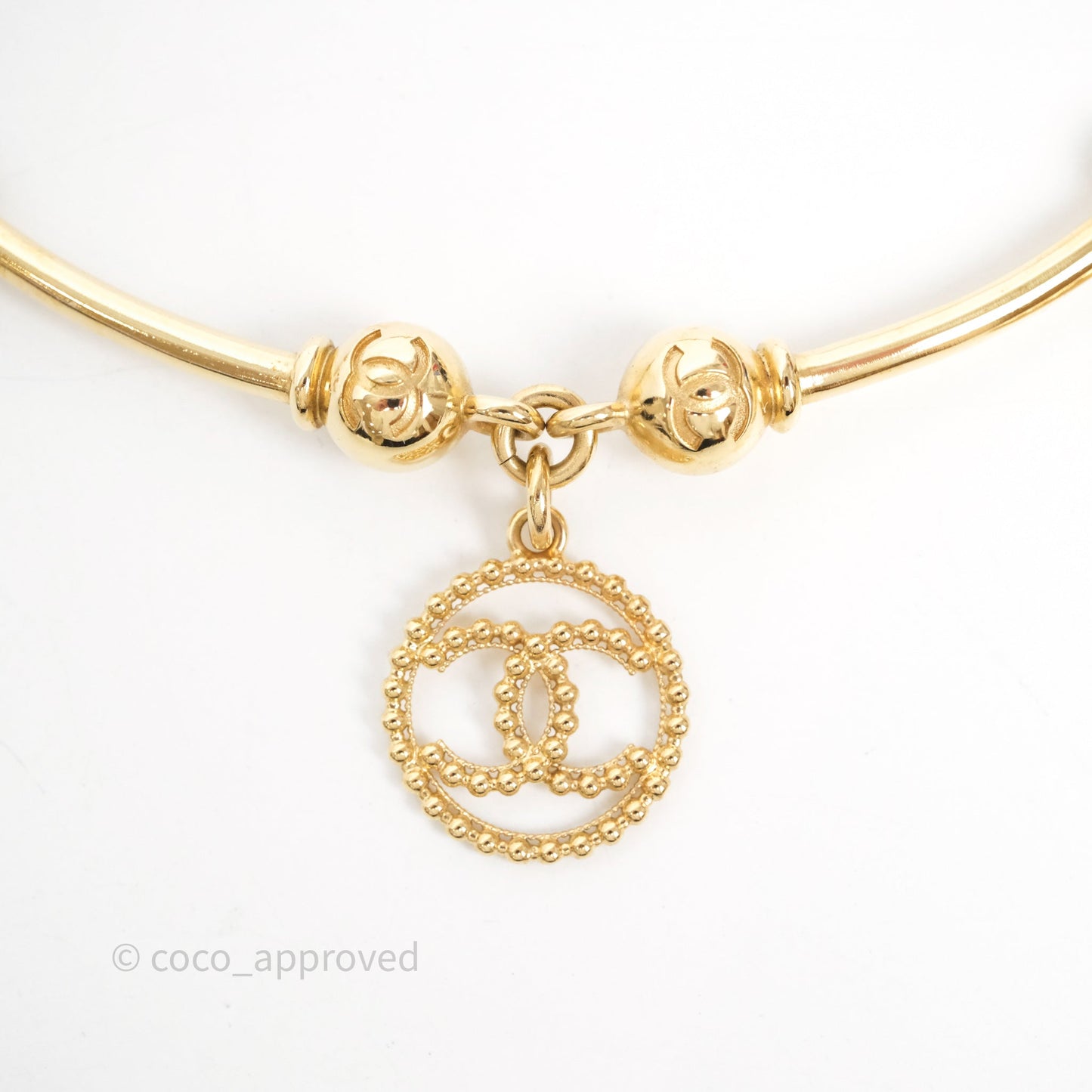 Chanel Round CC Necklace Gold Tone 22C