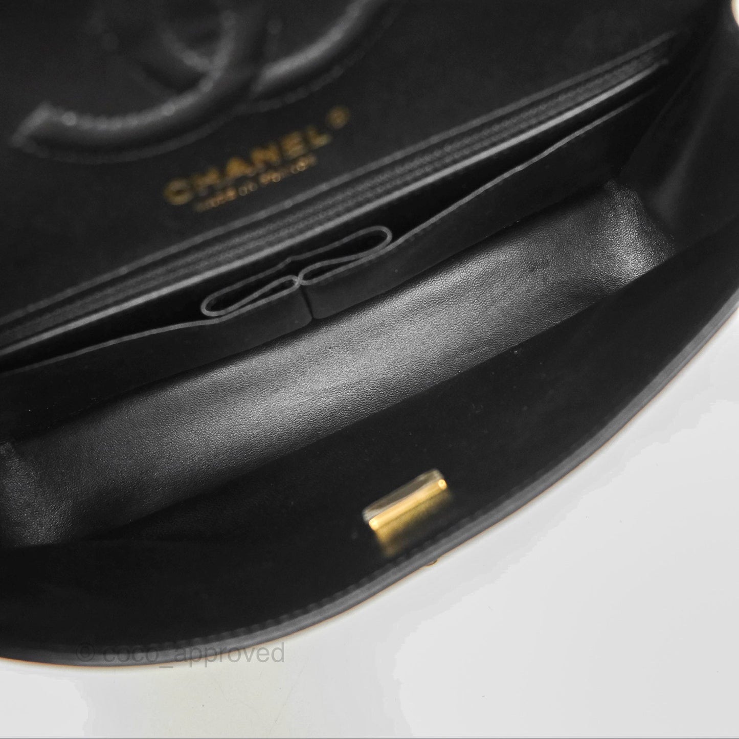 Chanel Medium Flap Black & White Lambskin Gold Hardware